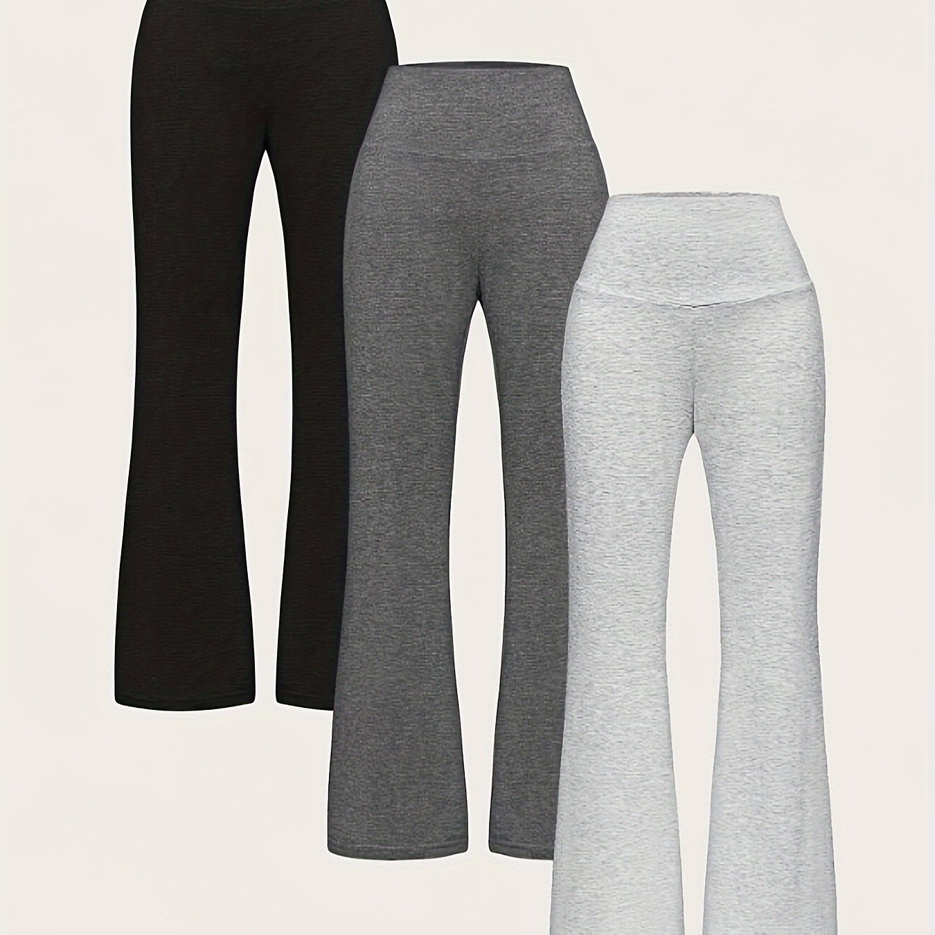 Kuva tulossa: TEMU Damenhosen mit Ausgestelltem Bein, 100% Polyester Strickstoff, Einfarbig, Leicht 160-1.0g/m², für Frühling/Sommer/Herbst