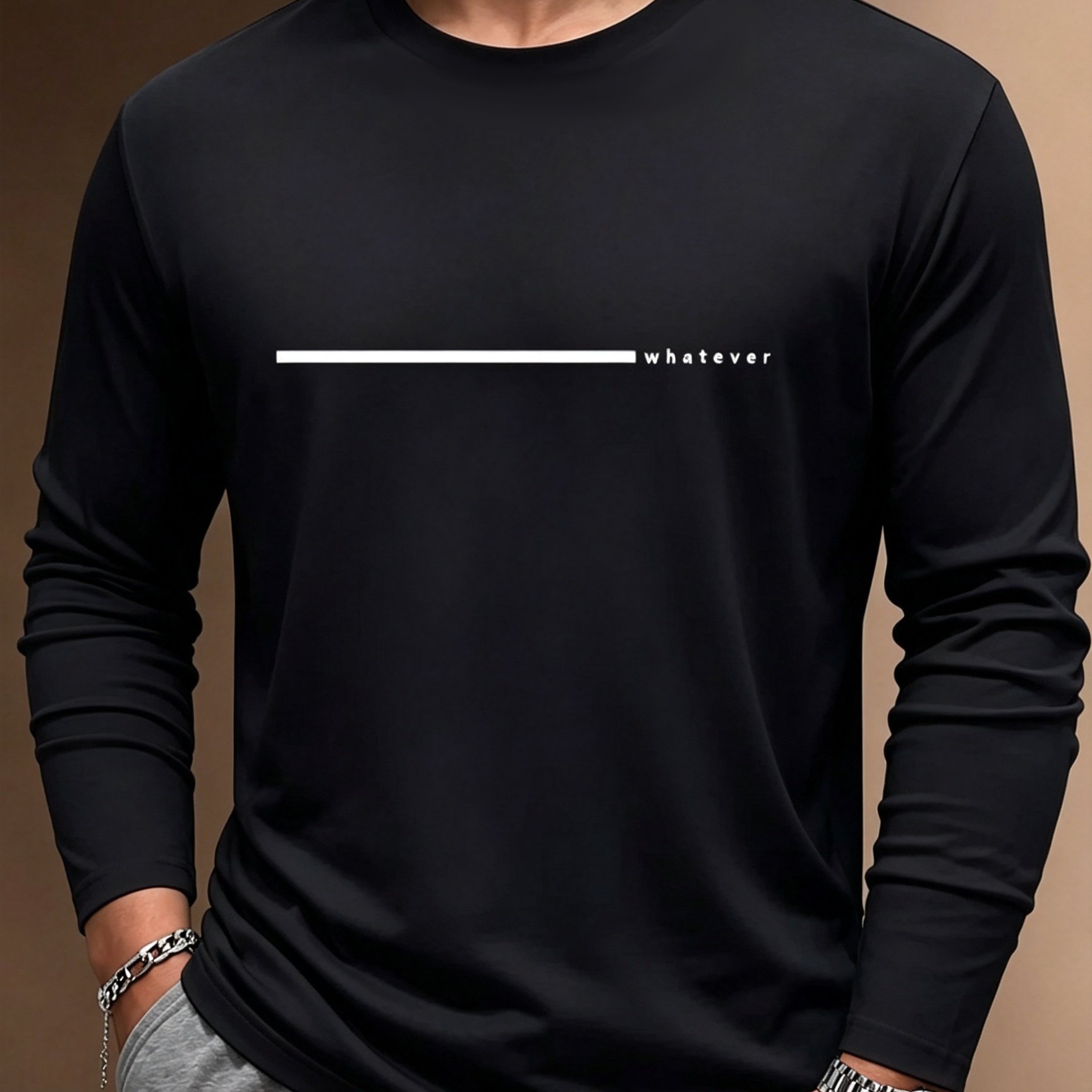 TEMU Men's Plus Size Long Sleeve T-shirt, Autumn Base Layer, Tall Men's Crew Neck Pullover Top, Graphic Print Apparel, Suitable For Spring, Summer,