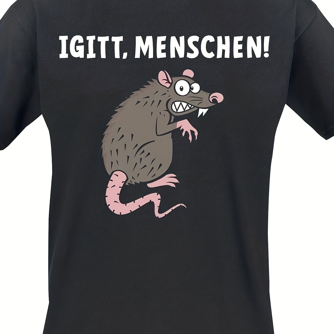 Men's Funny German Anime T-shirt - '' & 'igitt Menschen' Animal-human Print - Loose Fit Casual Tee Suitable For Anime & Casual Attire - German Text Novelty Shirt, Plus Size