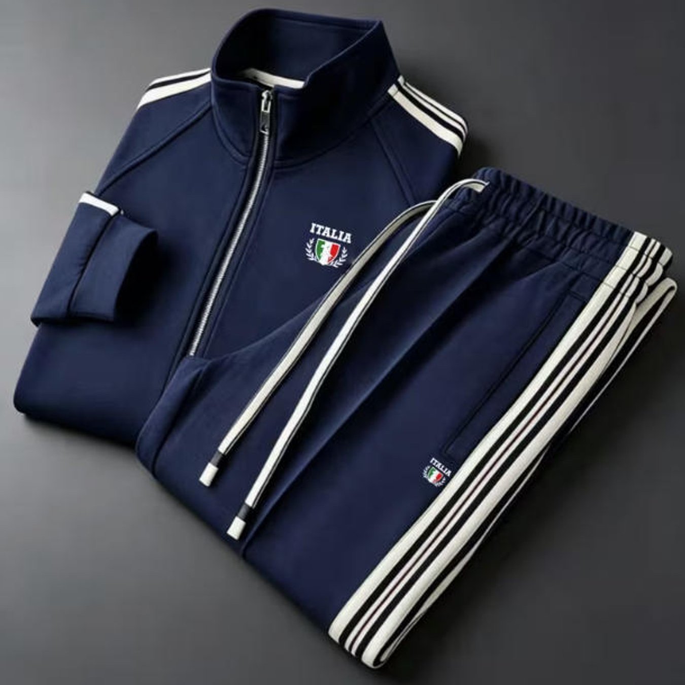 TEMU Men's Fashion Style Italia Graphic Track Suit Plus Size Men's Wear Sportswear Daily Wear Holiday Gift For Adult Men, Plus Size