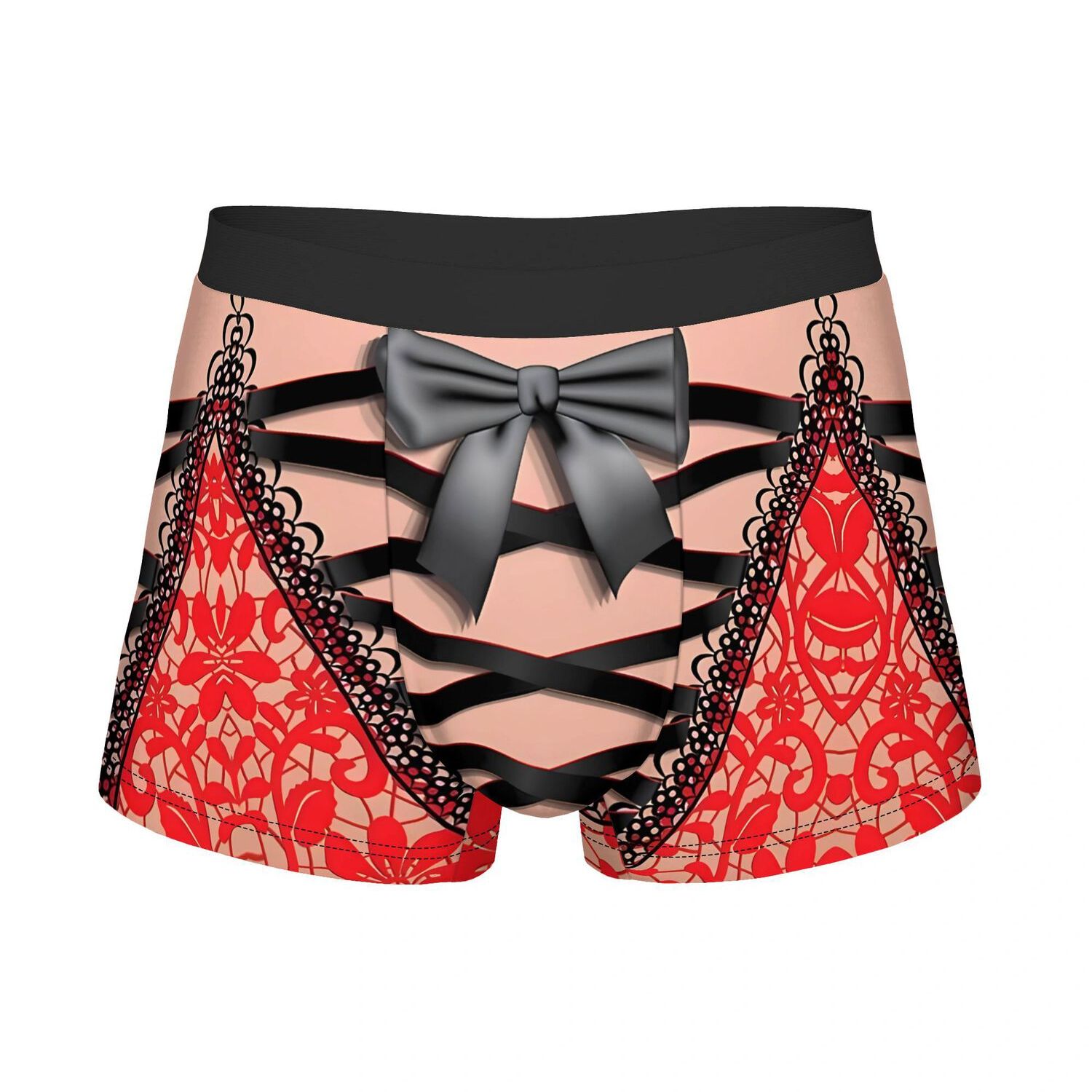 TEMU 2d Print Design Black Lace Pattern Print Men Underwear Printed Boxer Briefs