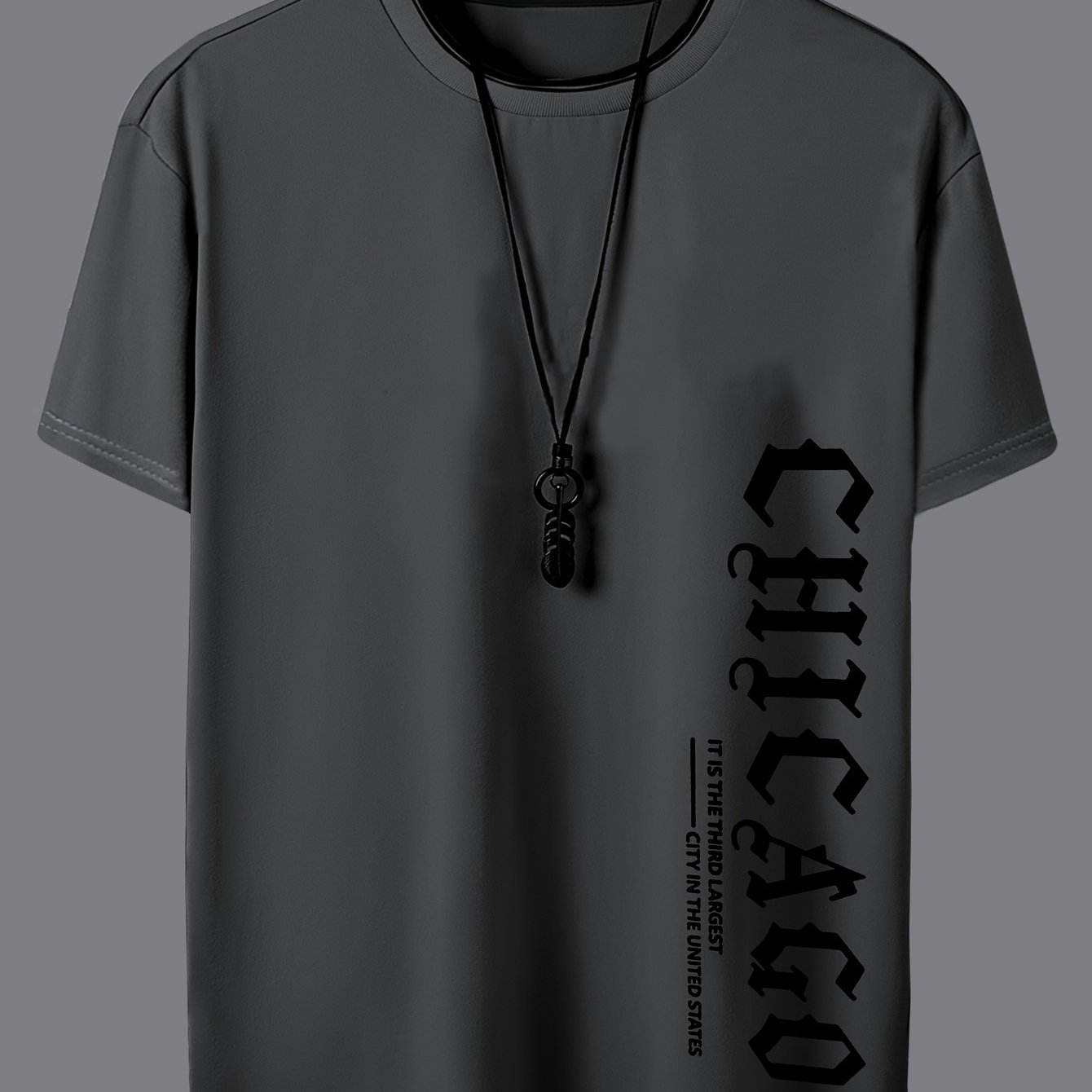 E-shop Modisches und minimalistisches Herren Freizeit Kurzarmshirt, Sommer mit CHICAGO Buchstaben Print - Bequemes, atmungsaktives und hautfreundliches