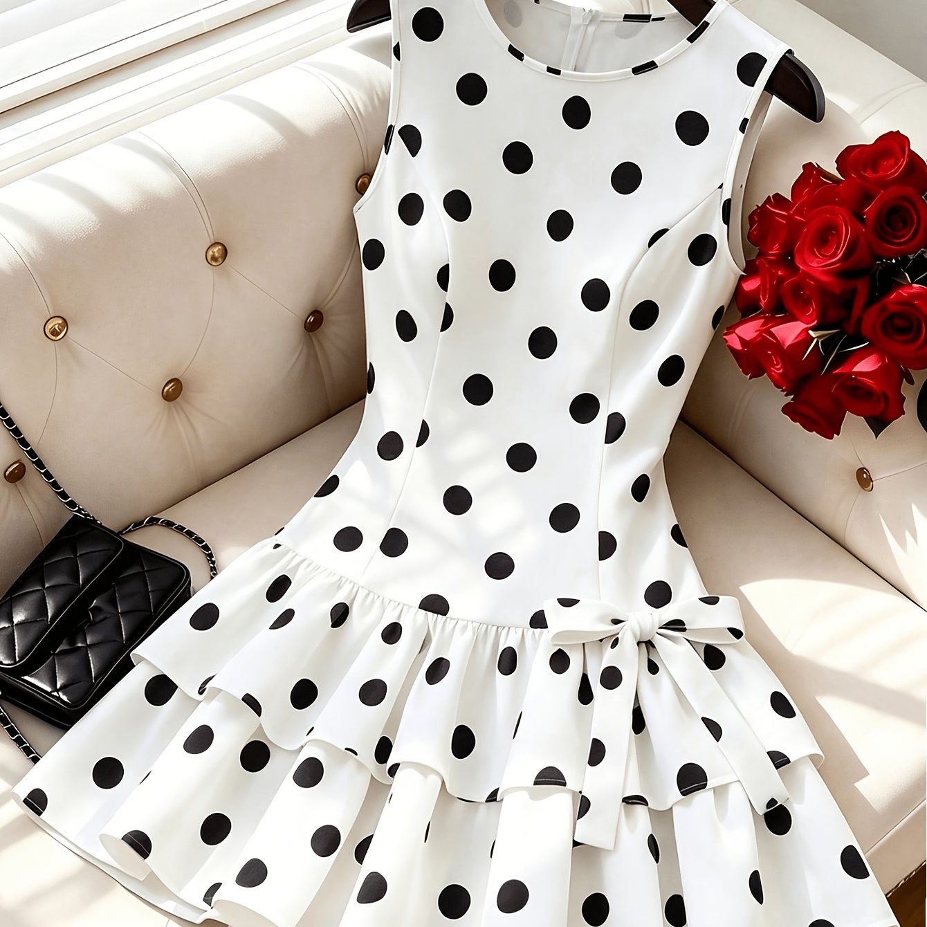 TEMU Women's Fashion Polka Dot Dress For Spring And Summer