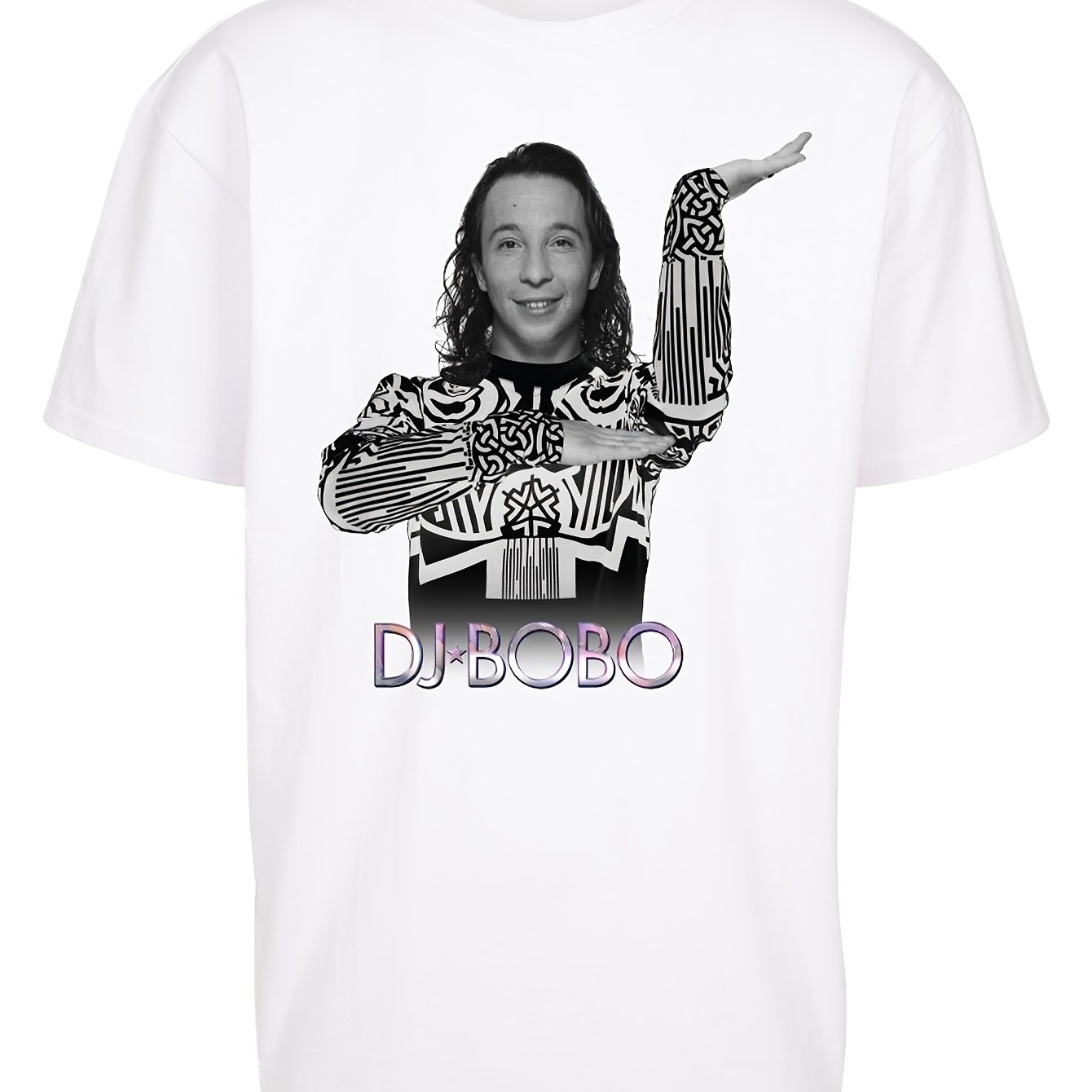 Men's Dj Bo-bos Print T-shirt - Retro Casual Round Neck Tee With Cute , Valentine's Gift For Boyfriend/husband, Comfortable Wear, Machine Washable (2026 Latest Style)