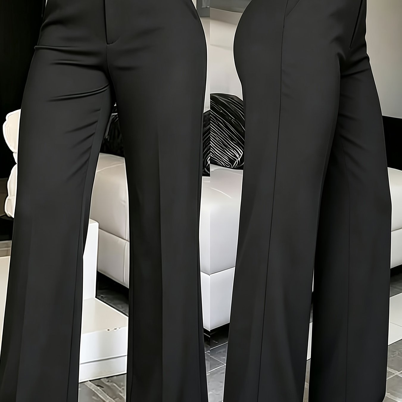 TEMU Women's Elegant Trousers - Simple Solid Color High-waist Dress Pants, Versatile Business Formal And Casual Trousers, Slim Fit Cut,