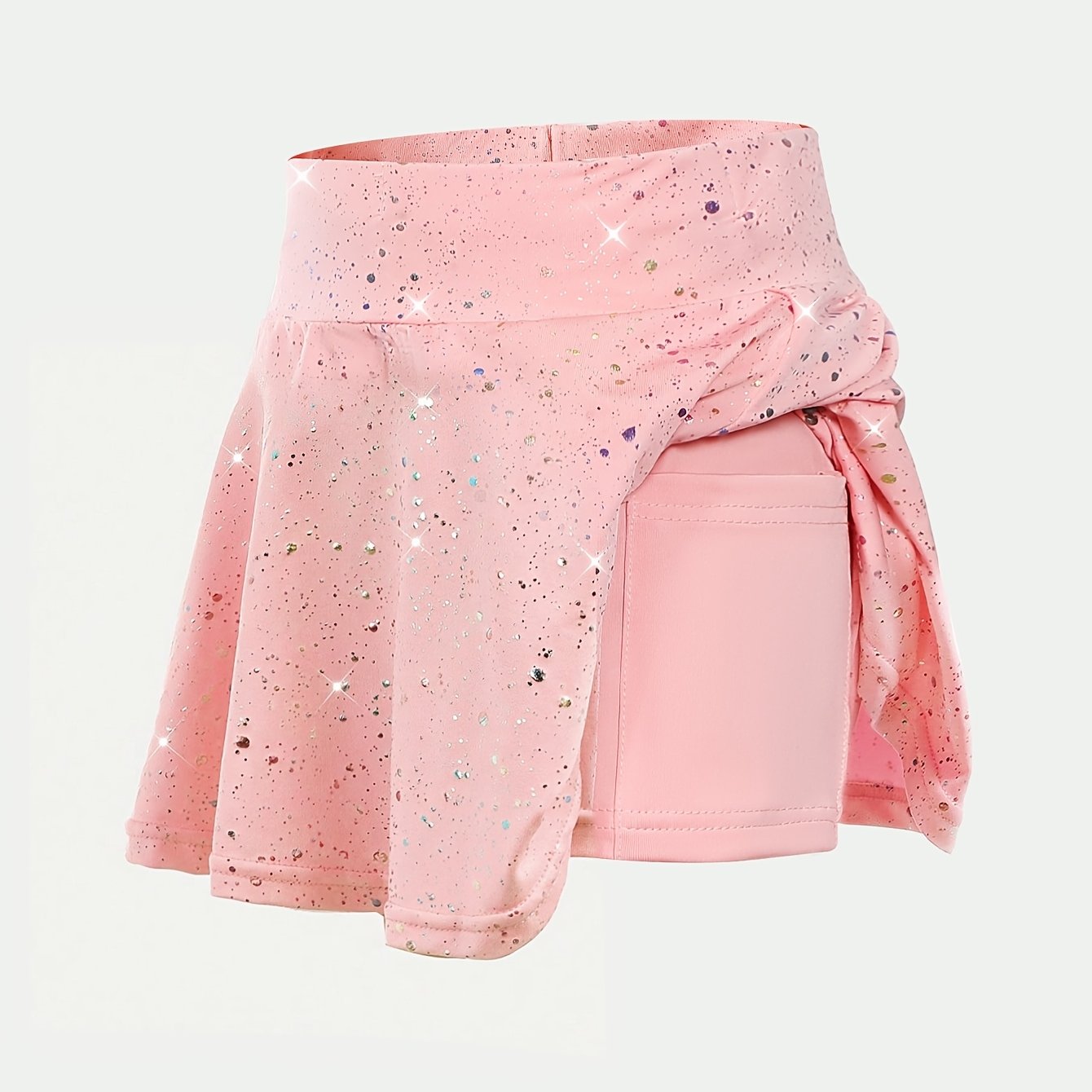 Image of Girls' -waist Mini Skirt, High-waist High-stretch Starry Print With Lining Shorts Anti-sheer Skirt, Suitable For Girls' Running Tennis Skirt Pants, Yoga Fitness Sports, Dance, And Casual Wear