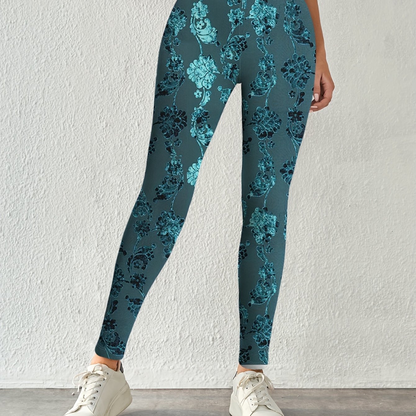 TEMU Women's Floral Print Leggings - Premium Comfortable Print