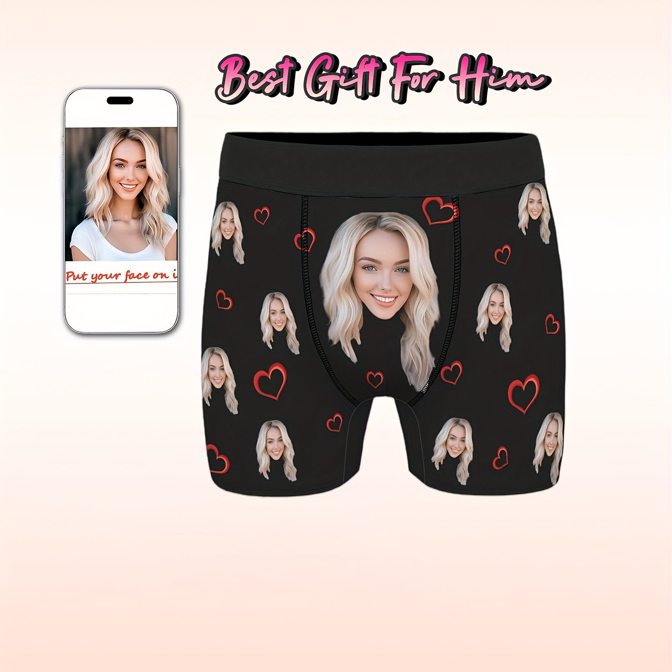 Image of Custom Face Panties With Photo, Funny Underwear With Replaceable Faces - Perfect For Valentine's Day/anniversary/wedding/birthday Gifts, Sexy & Prank Gift For Dad/husband/boyfriend