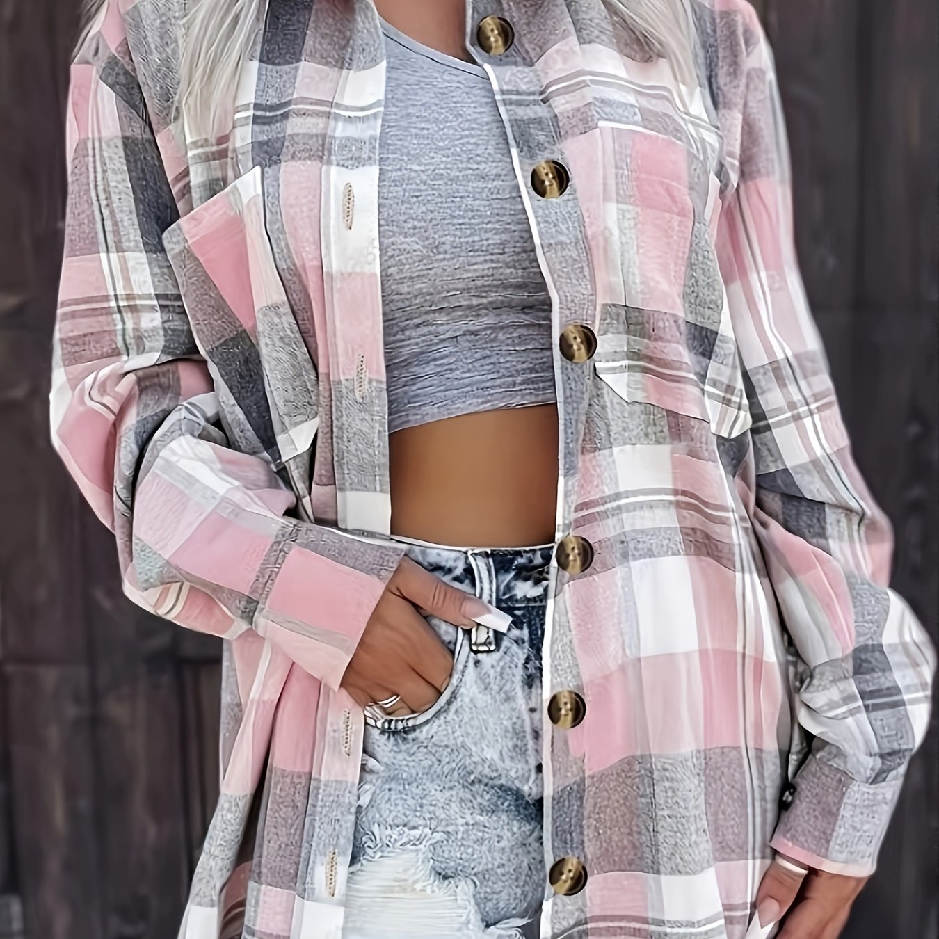 Chic Button-up Shirt For Women - Casual Long Sleeve, Polyester, Machine Washable - Spring/fall