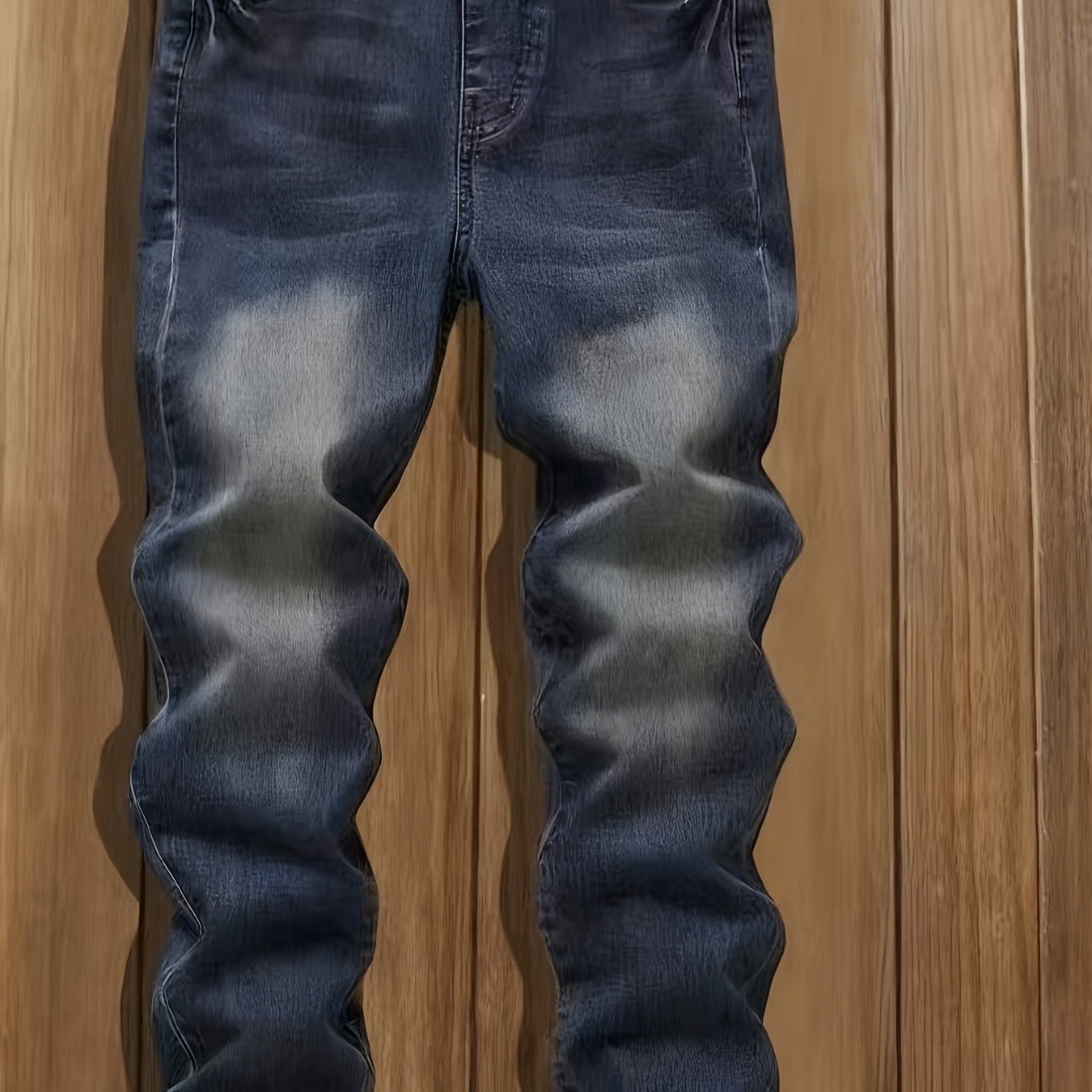Workwear Denim Pants For Boys, Four-season Casual Wear With Elastic Waistband, Distressed Washed Harem Pants, Perfect For School And Outdoor Activities