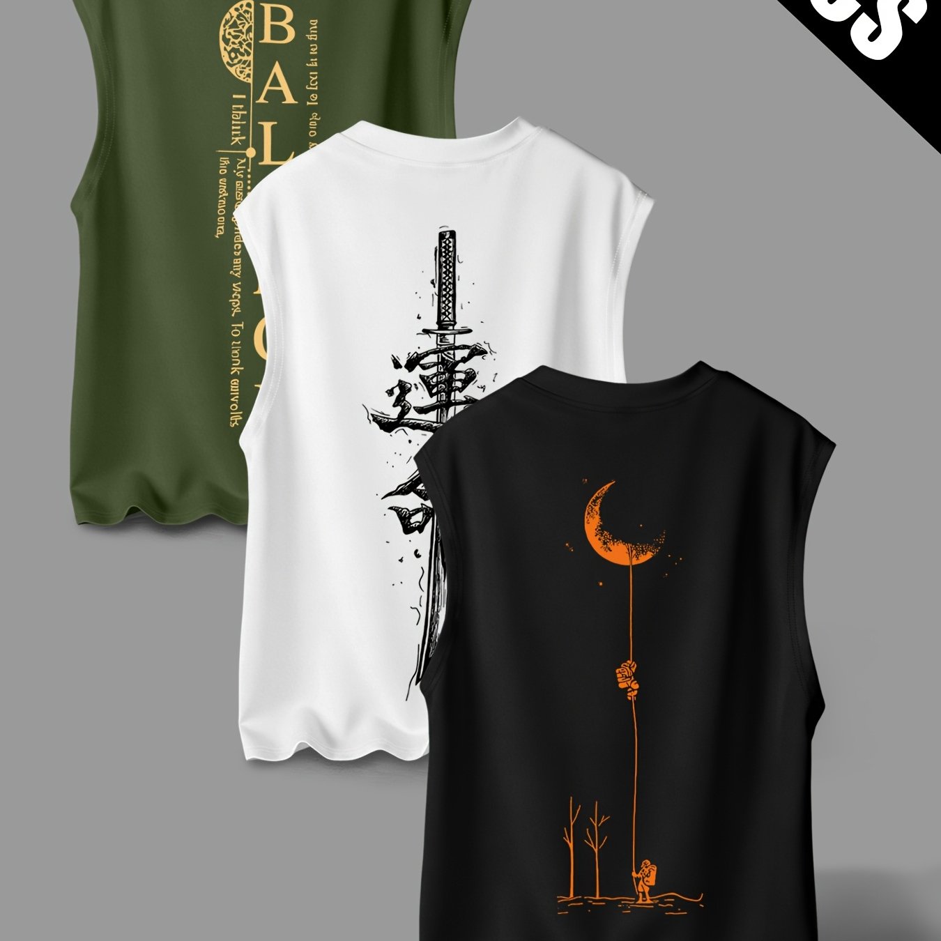 TEMU Men's Summer Casual Fitness Sports Tank Top 3pcs Set, Suitable For Gym, Running, And Marathon Wear