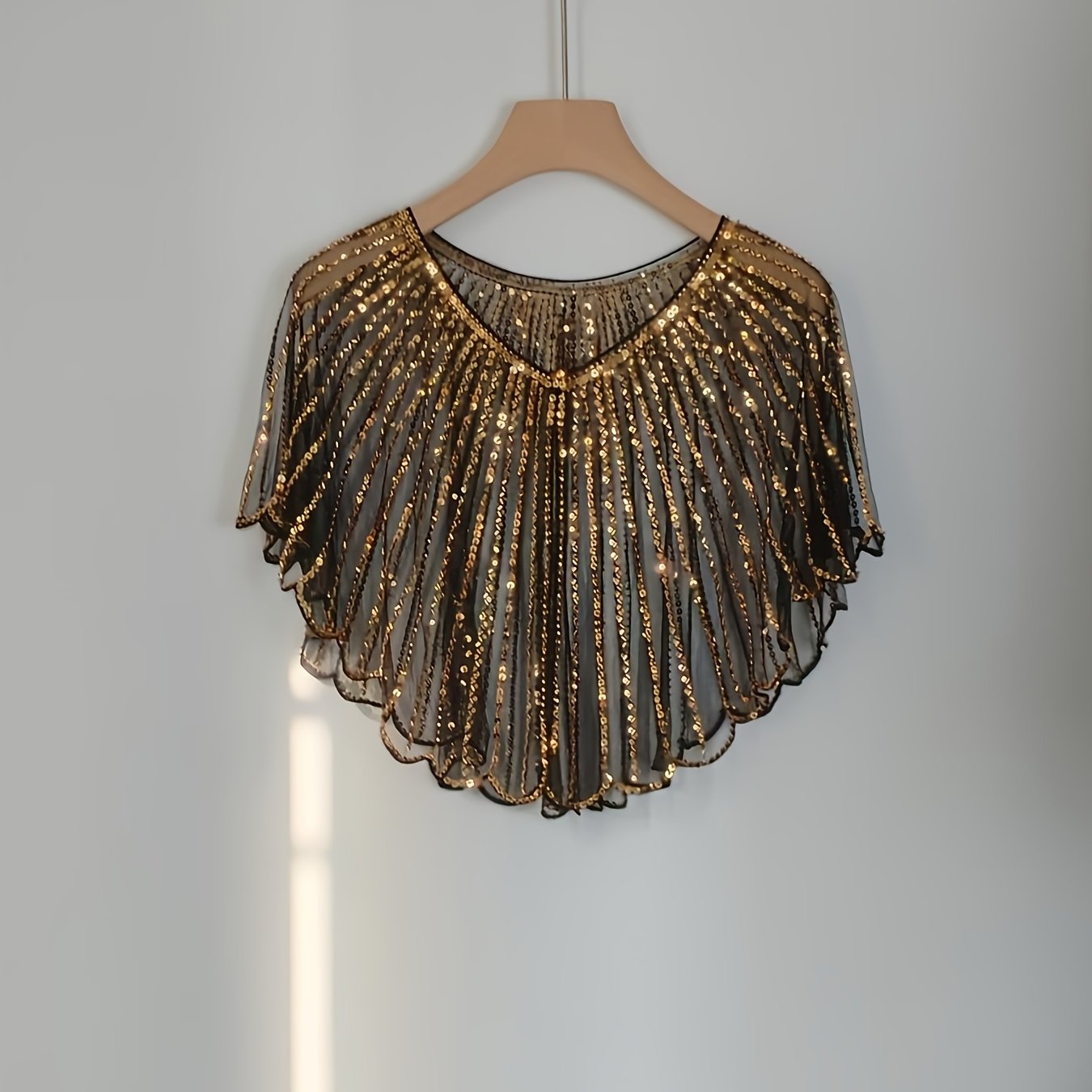 TEMU Châle robuste en à paillettes pour femme, couche extérieure de robe de soirée, cape courte épaules, blouse de couverture pour toast de mariage,
