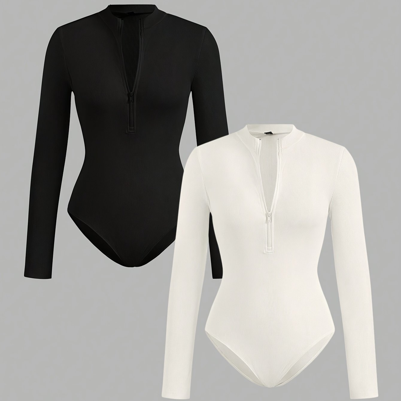 Girls' Autumn/winter Casual Fashion 2pcs Set, Half-zip Stand Collar Long-sleeve Bodysuit With Designer Flair, Suitable For Outdoor Wear, , And Fitness Activities, A Perfect Gift