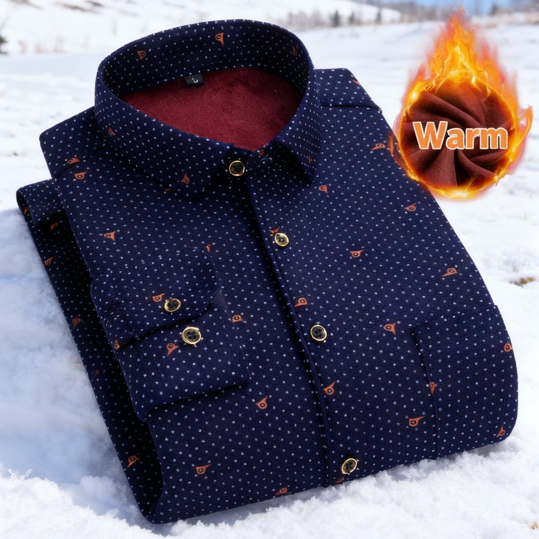 TEMU Winter Fleece-lined Thickened Warm Shirt Long-sleeved Men's Shirt Cold-proof Warm Top Casual Durable Shirt Men's Jacket, Casual