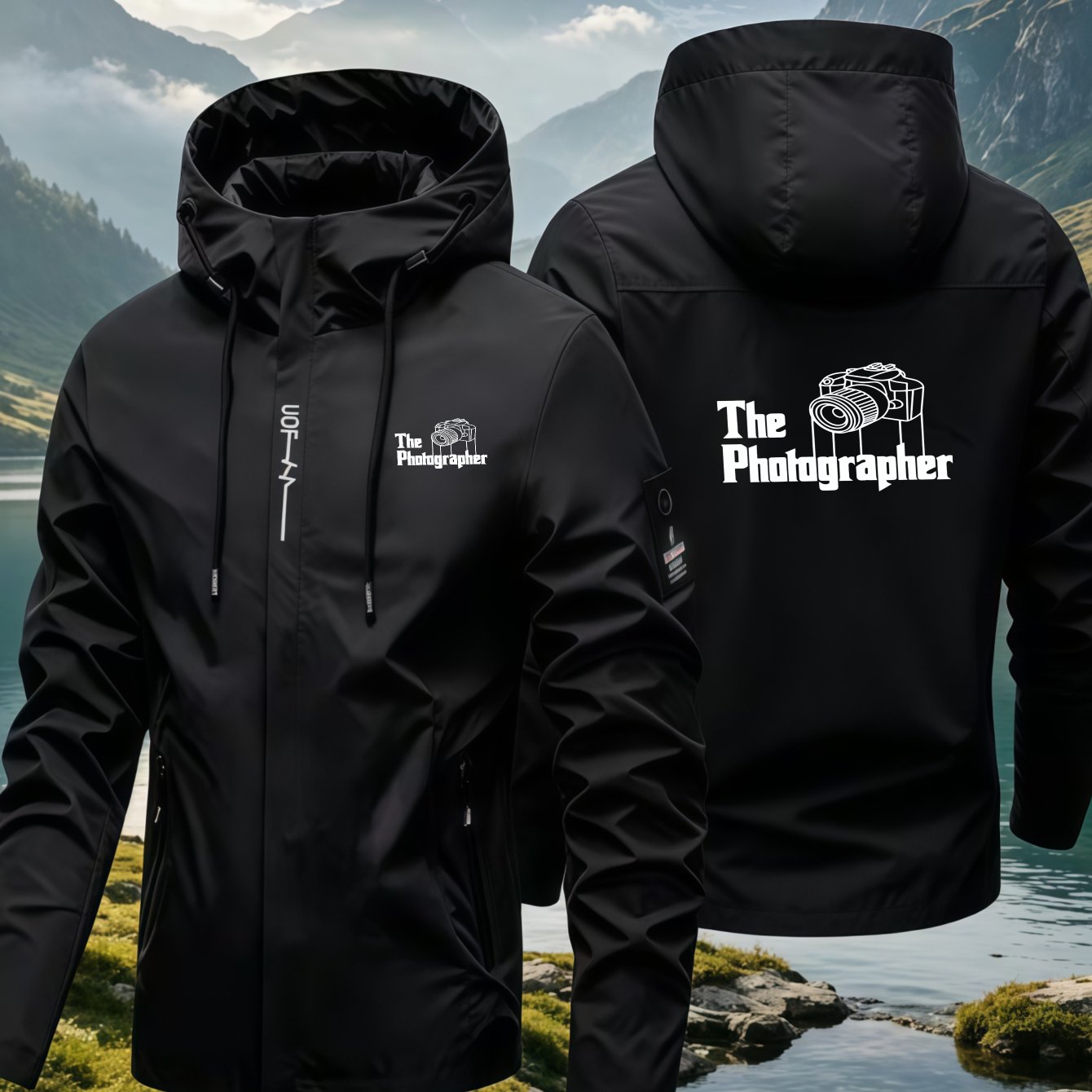 TEMU Men's Windproof With Photographer Print Spring And Autumn Outdoor Commuting Jacket