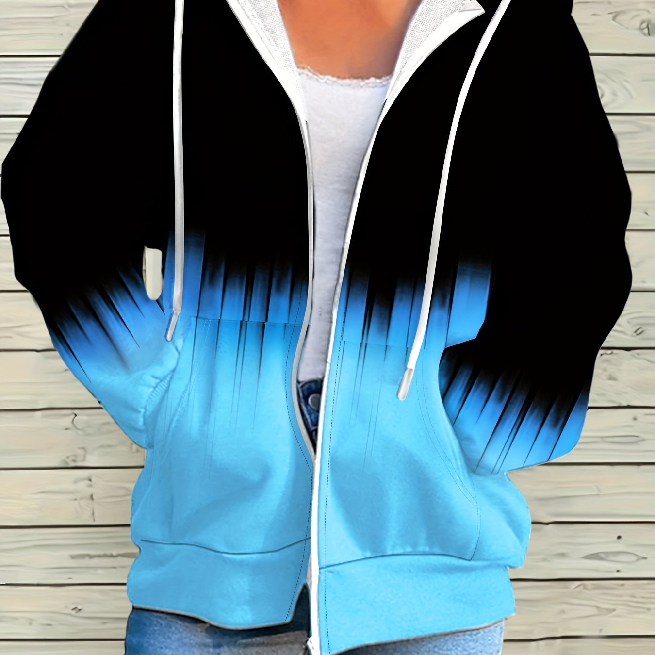 Image of Long Sleeve Women's Shirt T-shirt Hoodie Casual Gradient Print Top Fall Women's Hooded Fashion Top