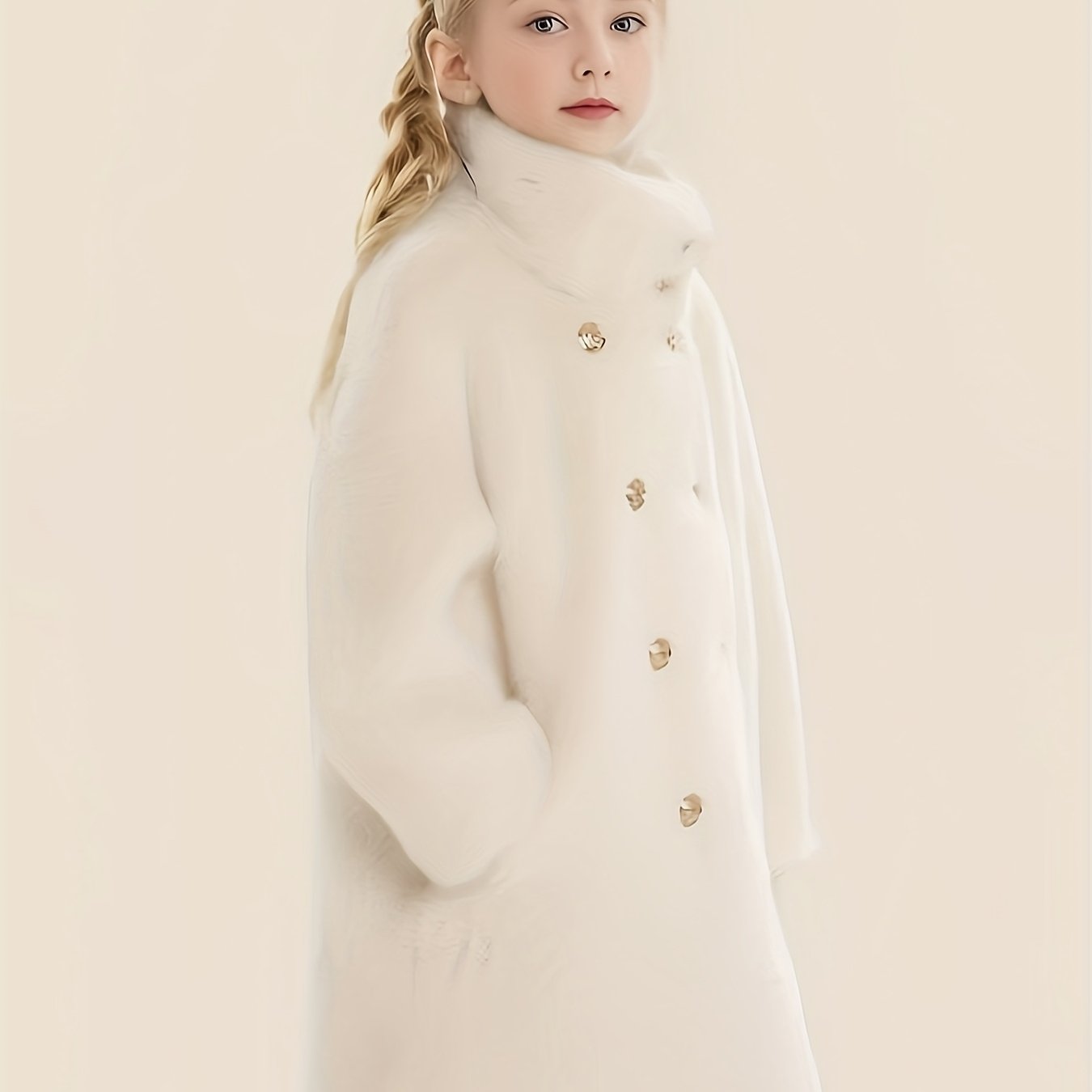 Image of Children Faux Fur Coat/autumn Winter New Style/girls Coat/girls Long Coat/fashion Warm Girls Clothing