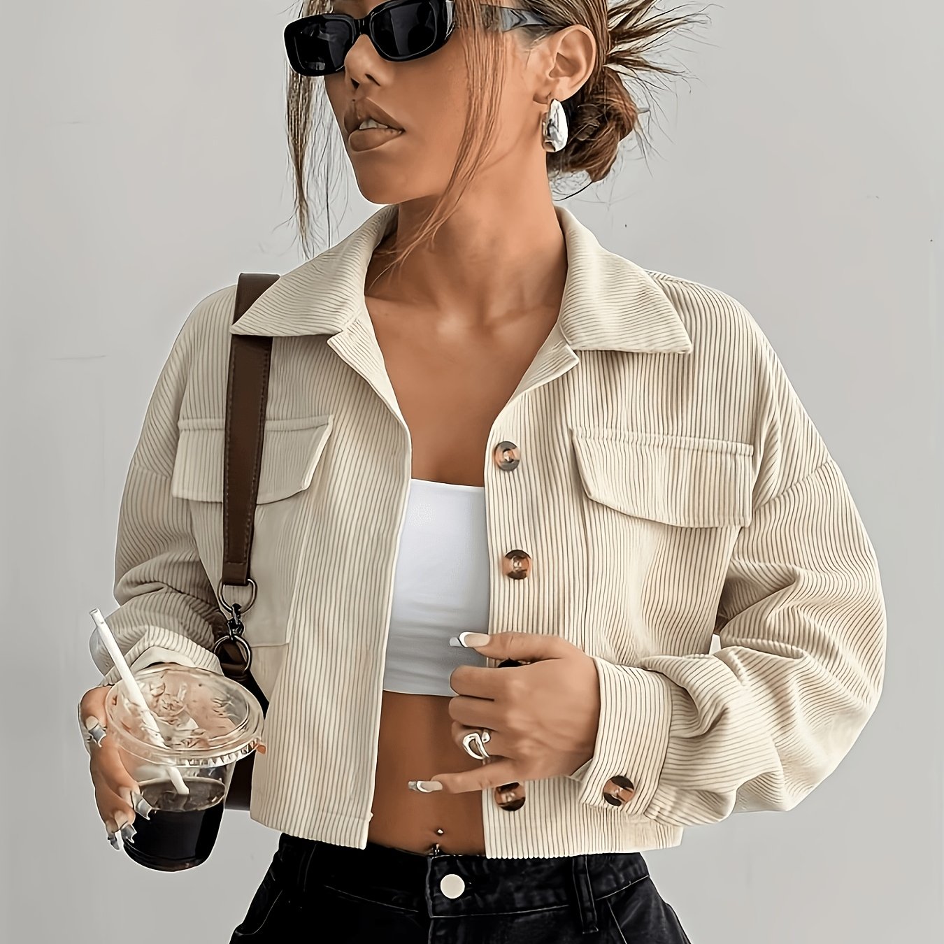 TEMU Women's Casual Solid Color Short Jacket
