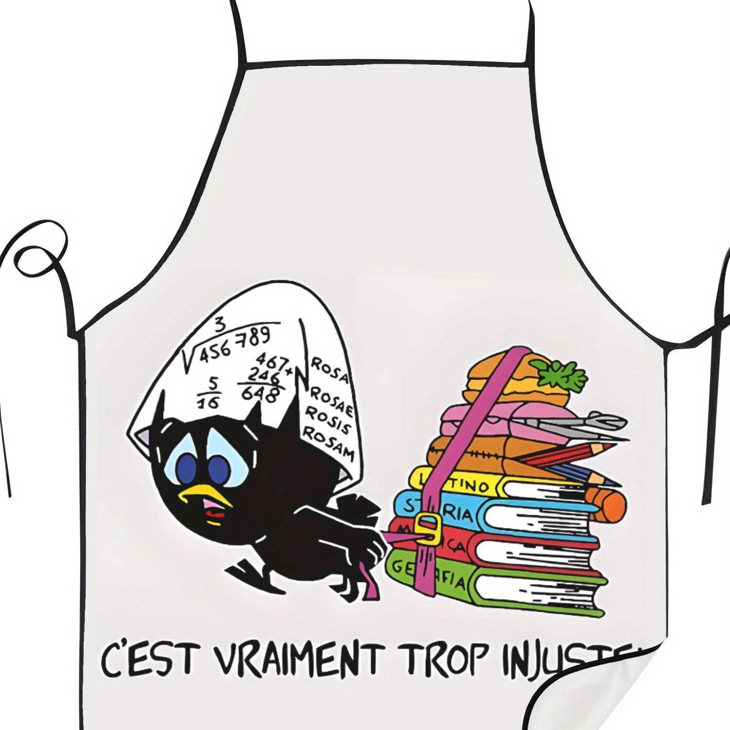 TEMU Tablier de cuisine avec poussine noire portant une d'œuf sur , pour homme et femme, motif imprimé 2D