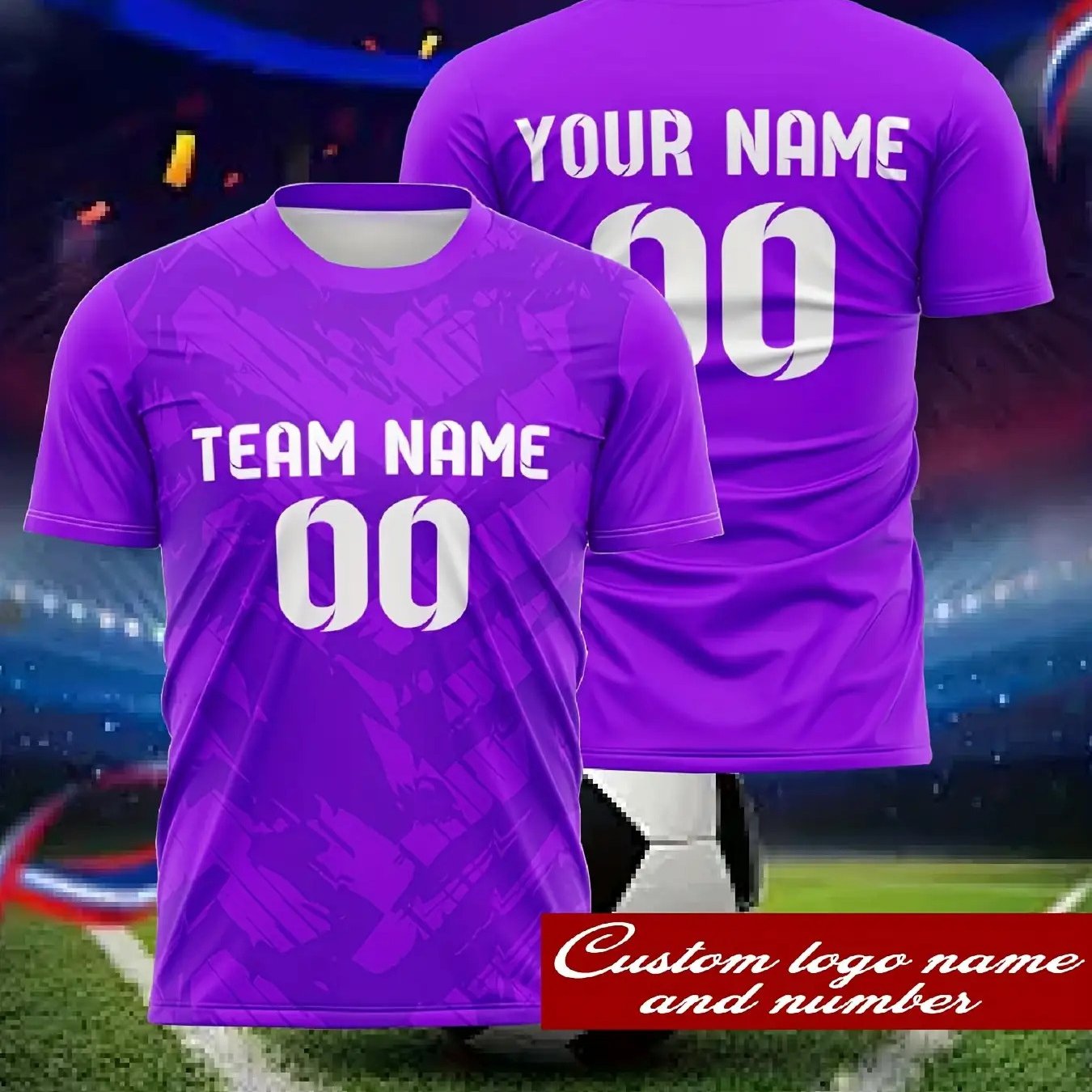 TEMU Customizable Men's Soccer Jersey T-shirt, Lightweight Crew Neck, , Custom Name And Number Printing, Perfect For Team Sports And Soccer Parties,