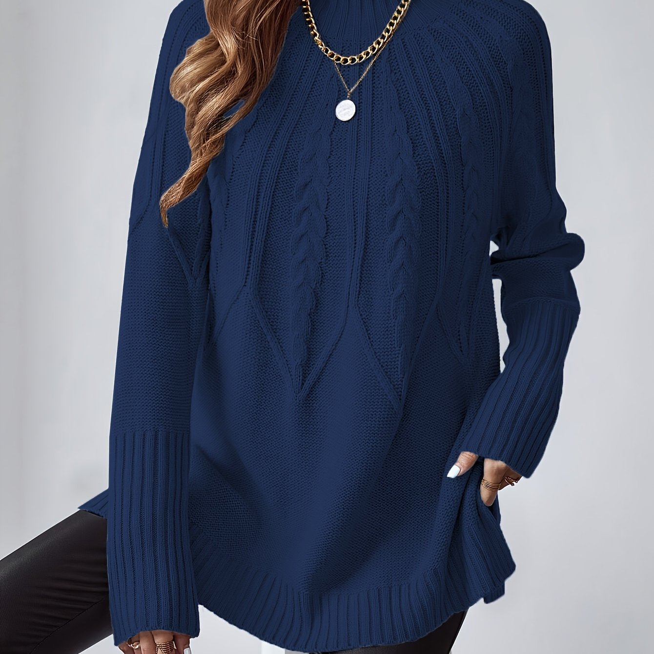 Image of Women's Stand Collar Off-shoulder Sweater