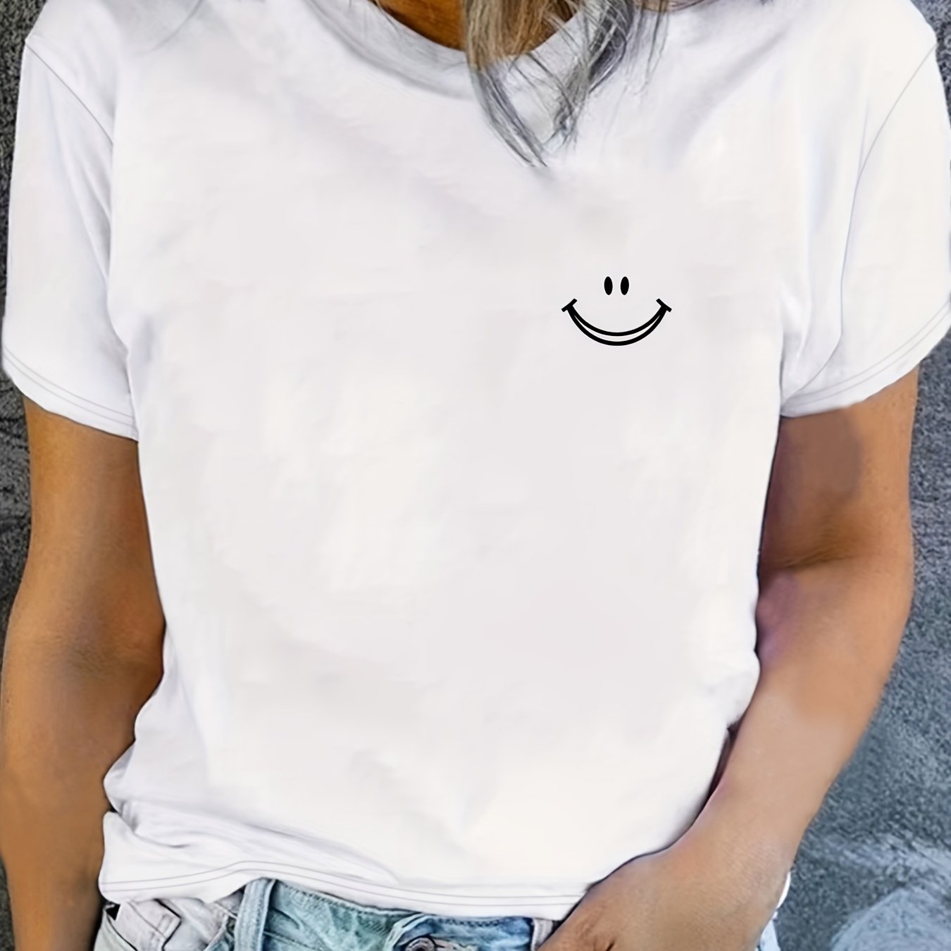 TEMU Neues Sommer Kurzarm T-Shirt für Damen, stylisch und locker geschnitten, schmeichelhaft und vielseitig, jugendliches Rundhals-Freizeitoberteil