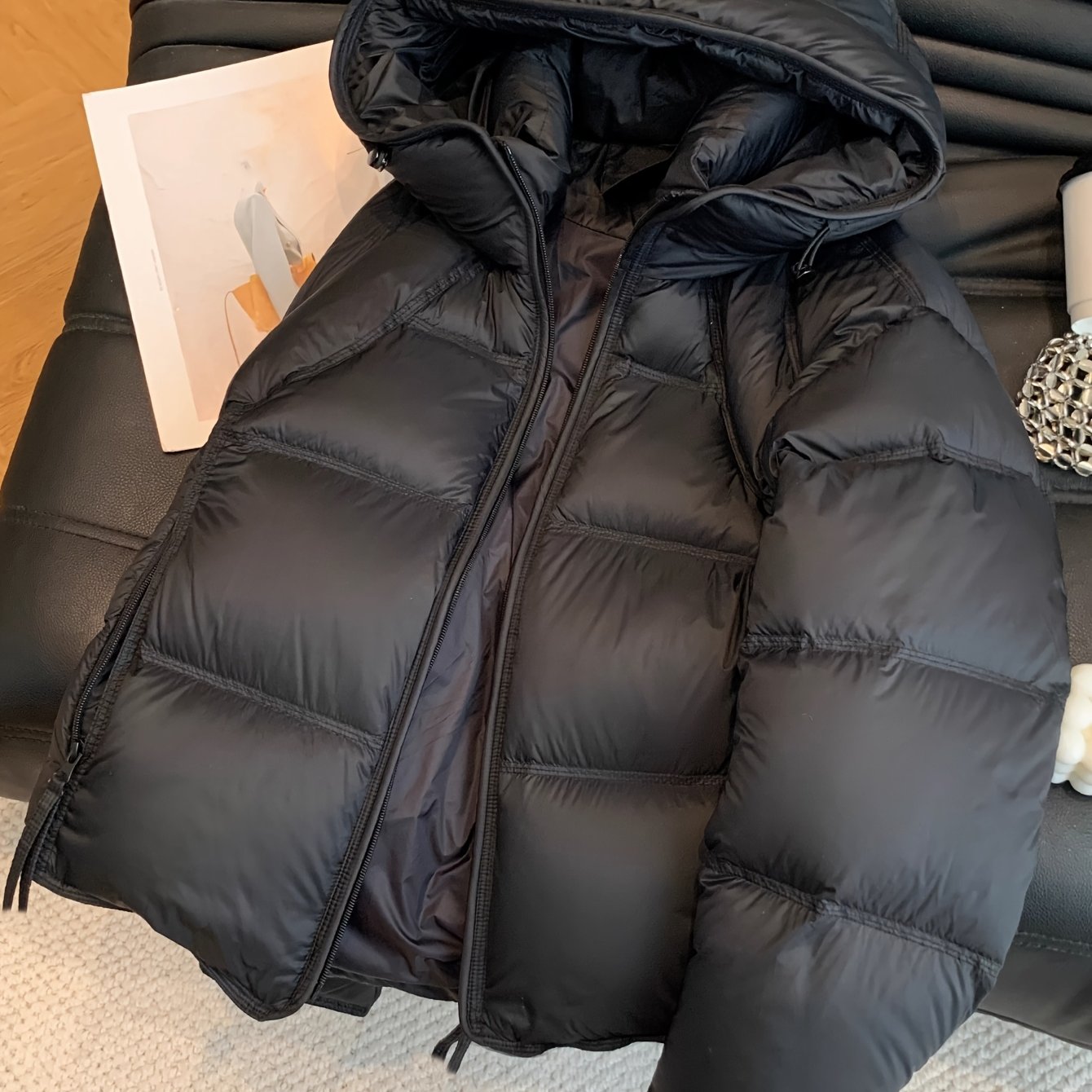 TEMU Hooded Thick Short Dress Women's Winter Loose Coat Jacket