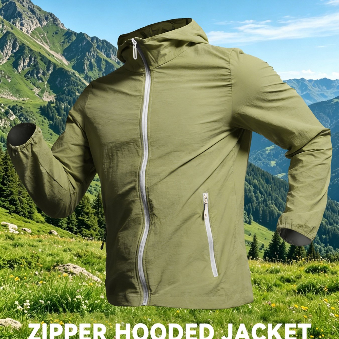 TEMU Men's Hooded Zipper Jacket, In 4 Colors. -friendly, Loose-fitting, Stylish, Versatile, Casual, Trendy, Streetwear, Sporty, Outdoor, For Camping,