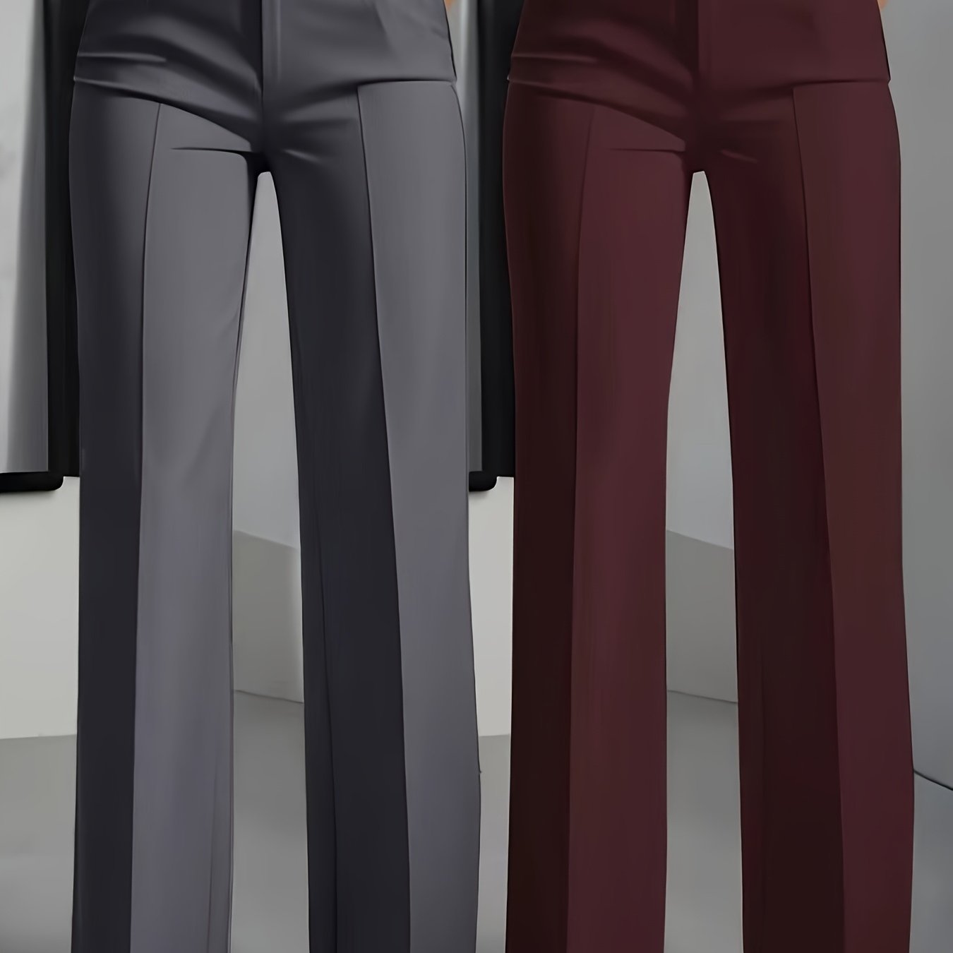 TEMU Elegant Women's Suit Trousers, 2pcs Set, With Pockets, Anti-pilling, High-quality Fabric, Stretchy Waistband, Accommodating, Machine Washable,