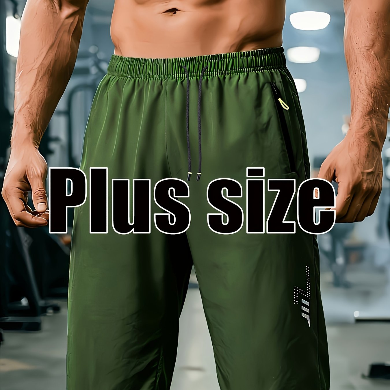 TEMU Plus-size Men's Casual Sports Capri Pants. Featuring A Geometric Lightning Print Design, Durable Athletic Wear Pieces Are Made From Comfortable