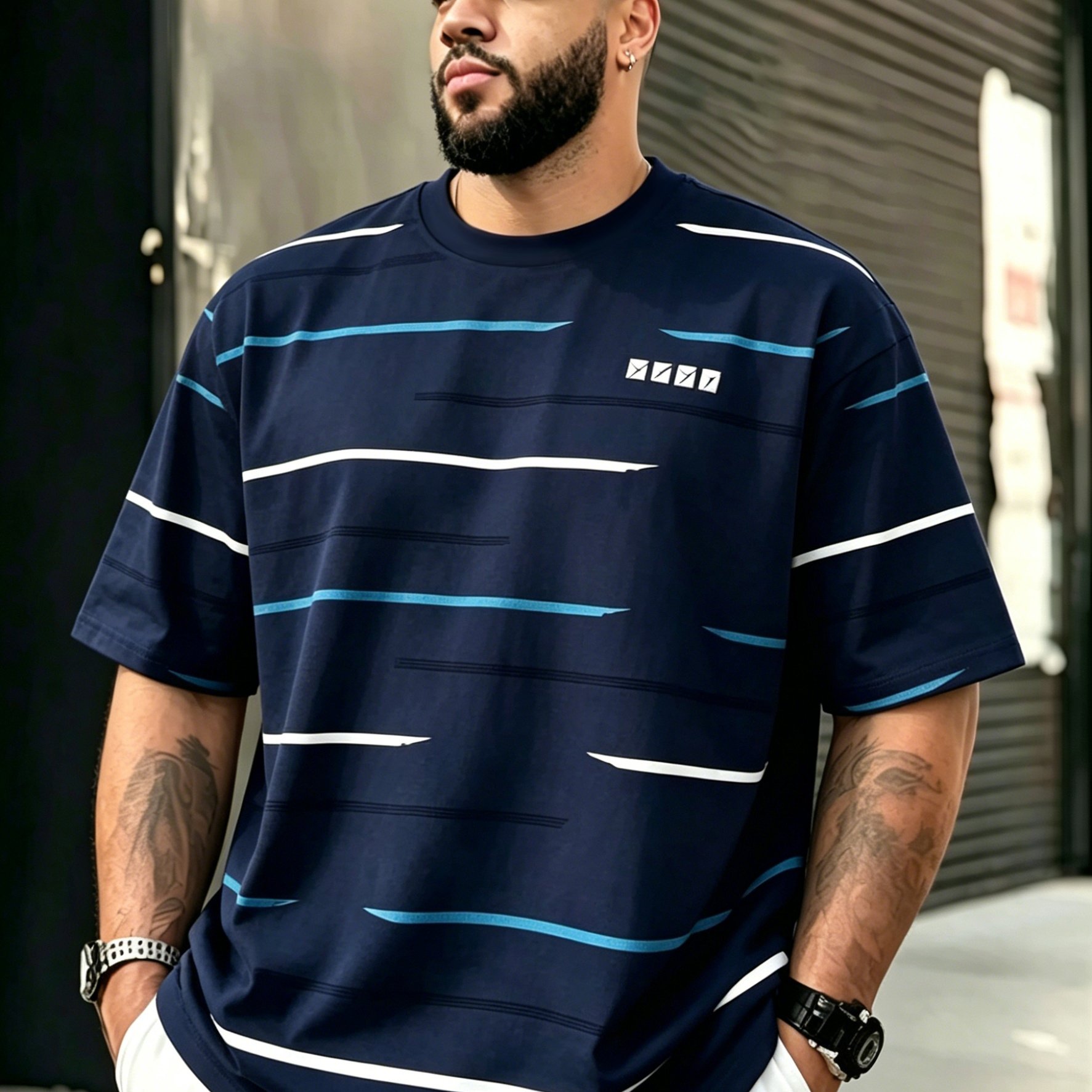 TEMU Men's Plus Size T-shirt - Breathable Short Sleeve Crewneck Pullover, Casual & Sportswear Suitable For All Ages, Youth To Seniors, Machine