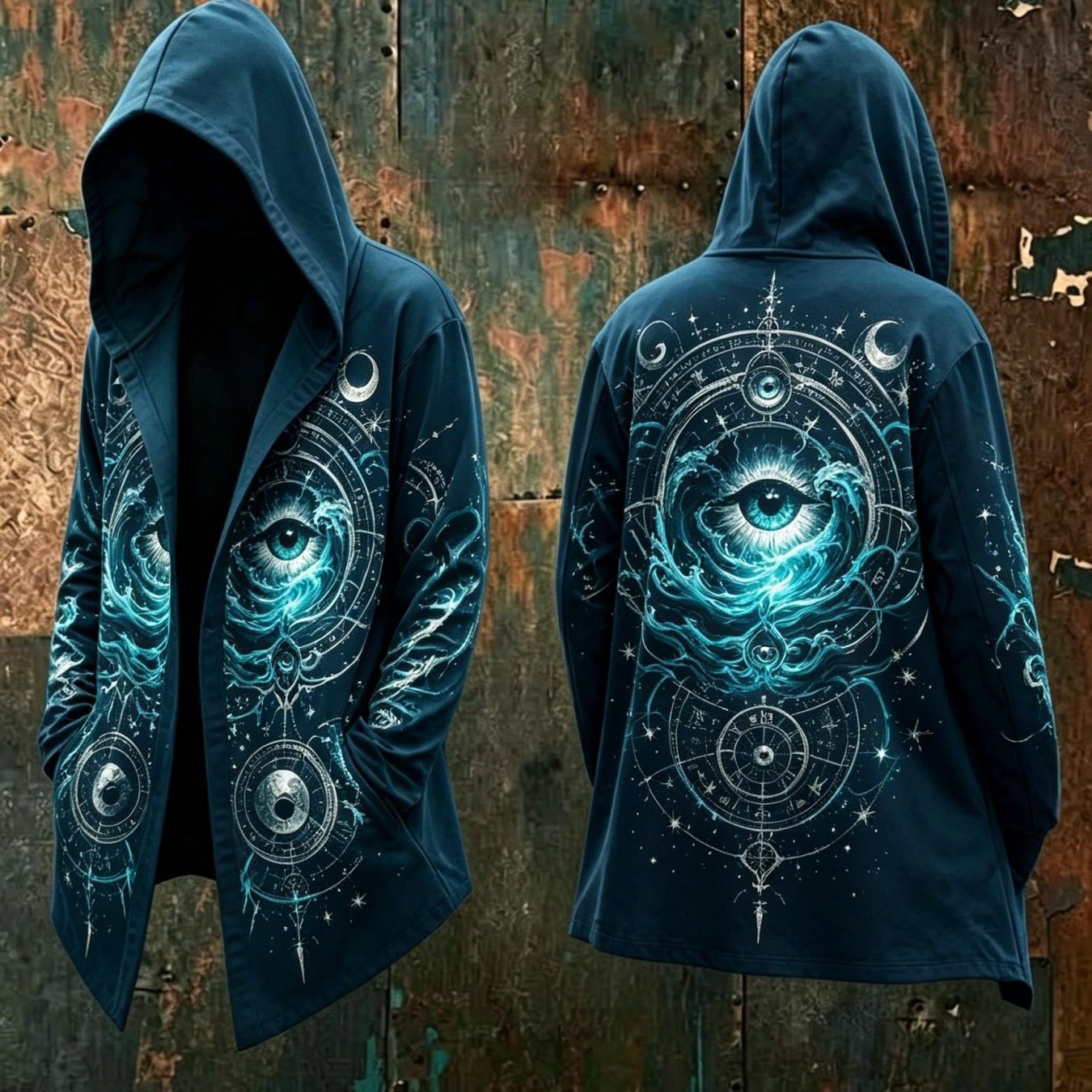 Single 's Hooded Cardigan Jacket (no Zipper), -'s Hooded Cape Sweater, Suitable For Daily Leisure Walking, Outdoor Travel Vacation, Commuting Versatile, Christmas, Halloween Men's Gifts