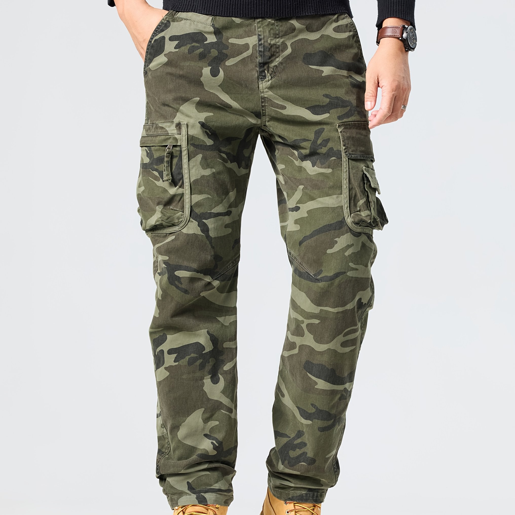 Men's Fashion Multi-pocket Camouflage Cargo Pants Outdoor Versatile Athletic Long Trousers 9a861
