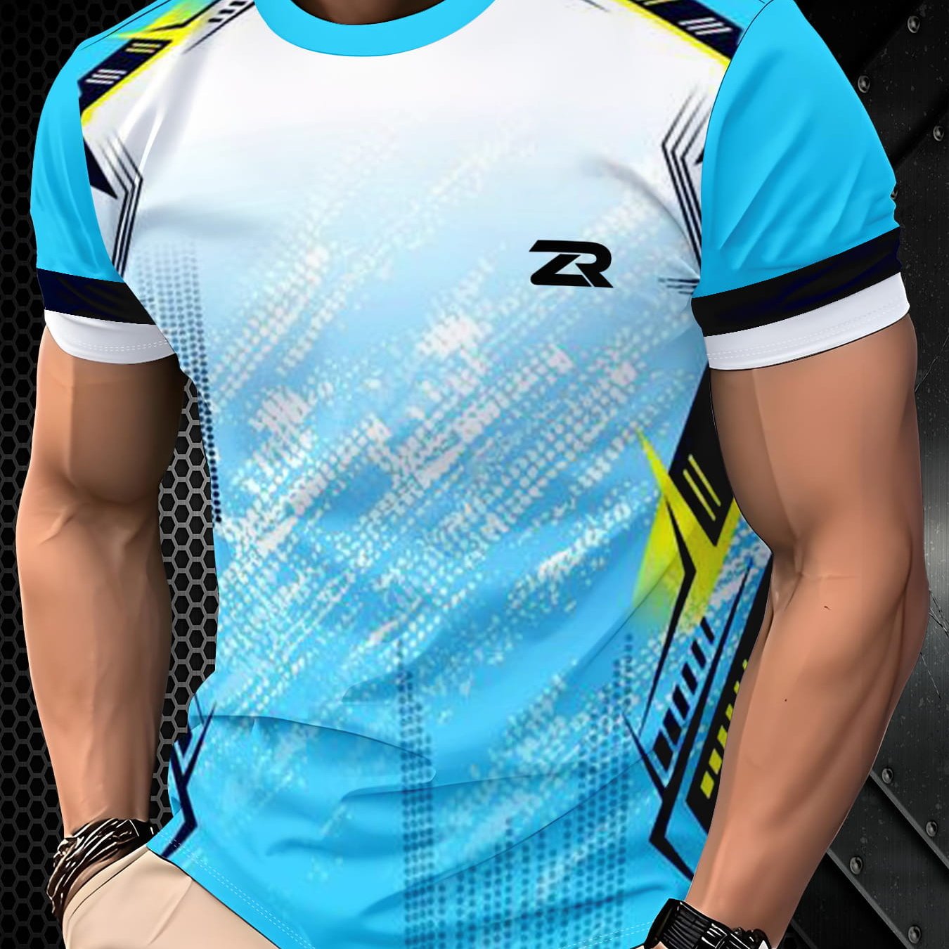 TEMU Men's Sports Short-sleeve T-shirt, Designed For Summer Workouts And Running, Breathable, Sweat-wicking, Quick-drying, Lightweight, Stretchy, And