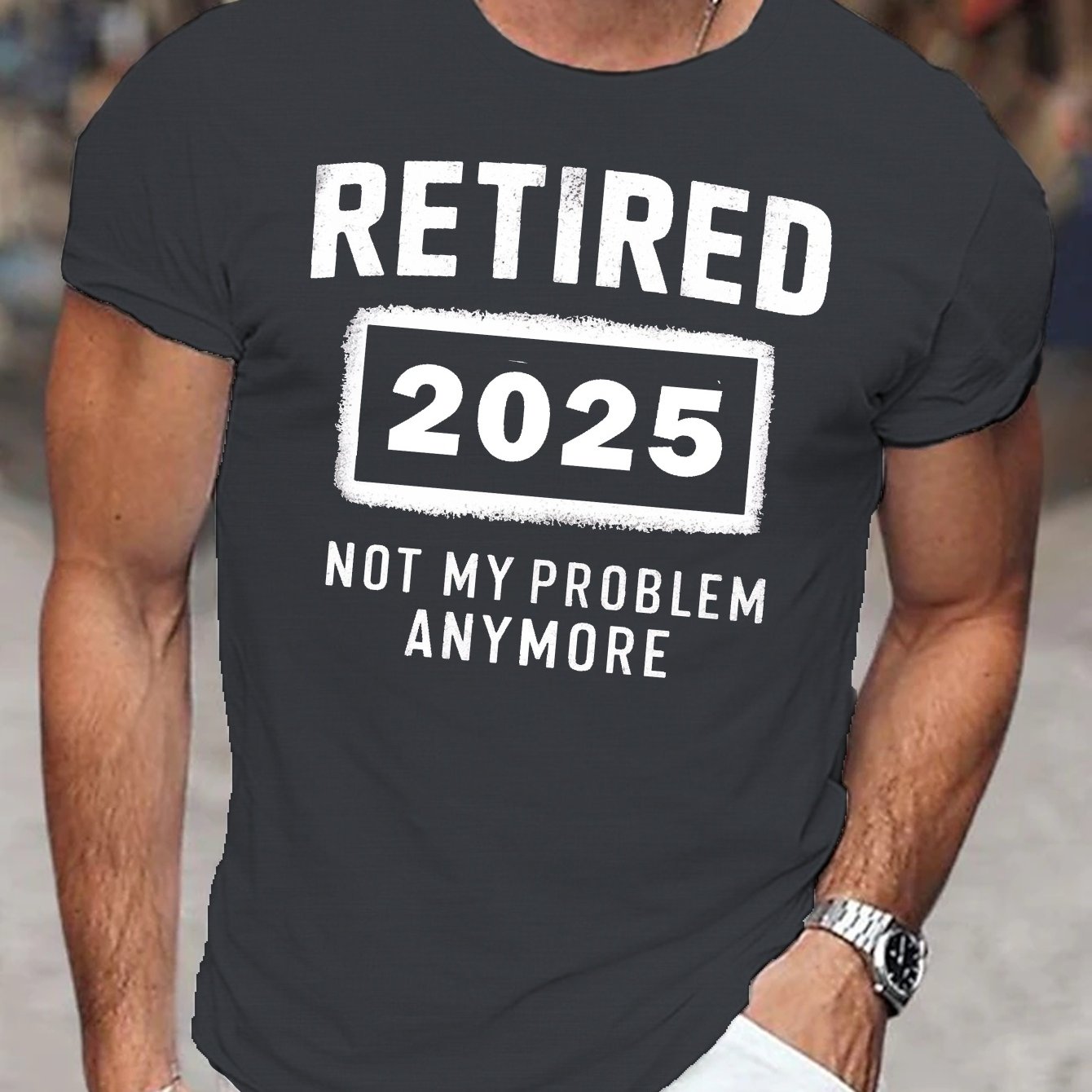 TEMU 2024 Retired 2025 Graphic T-shirt, Men's Tees, Casual Short Sleeve Shirt For Summer Wear