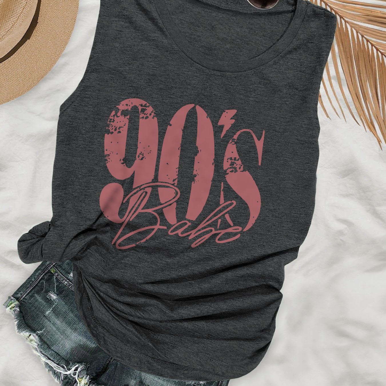 TEMU Sleeveless Casual Tank Top With Letter Print, Perfect For Spring And Summer, Women's Apparel