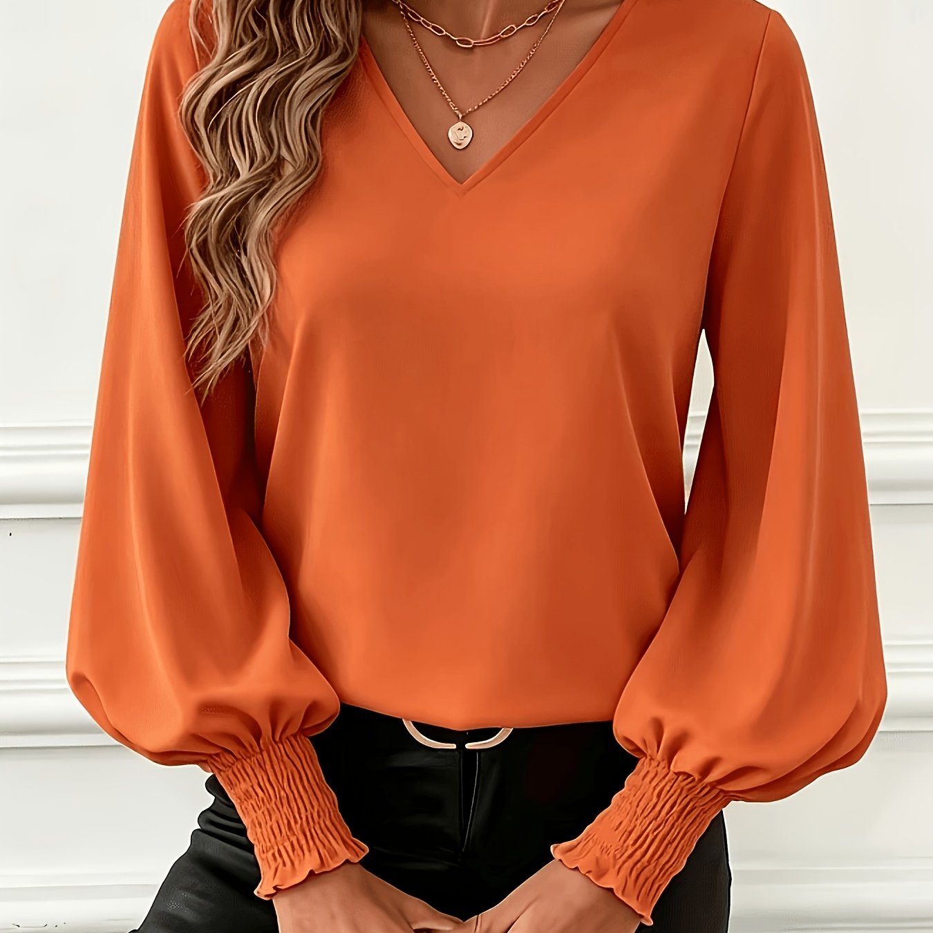 TEMU Camicia da donna elegante a con maniche a - blusa a maniche lunghe con scollo maniche a , top a maniche lunghe facile da indossare, adatta per
