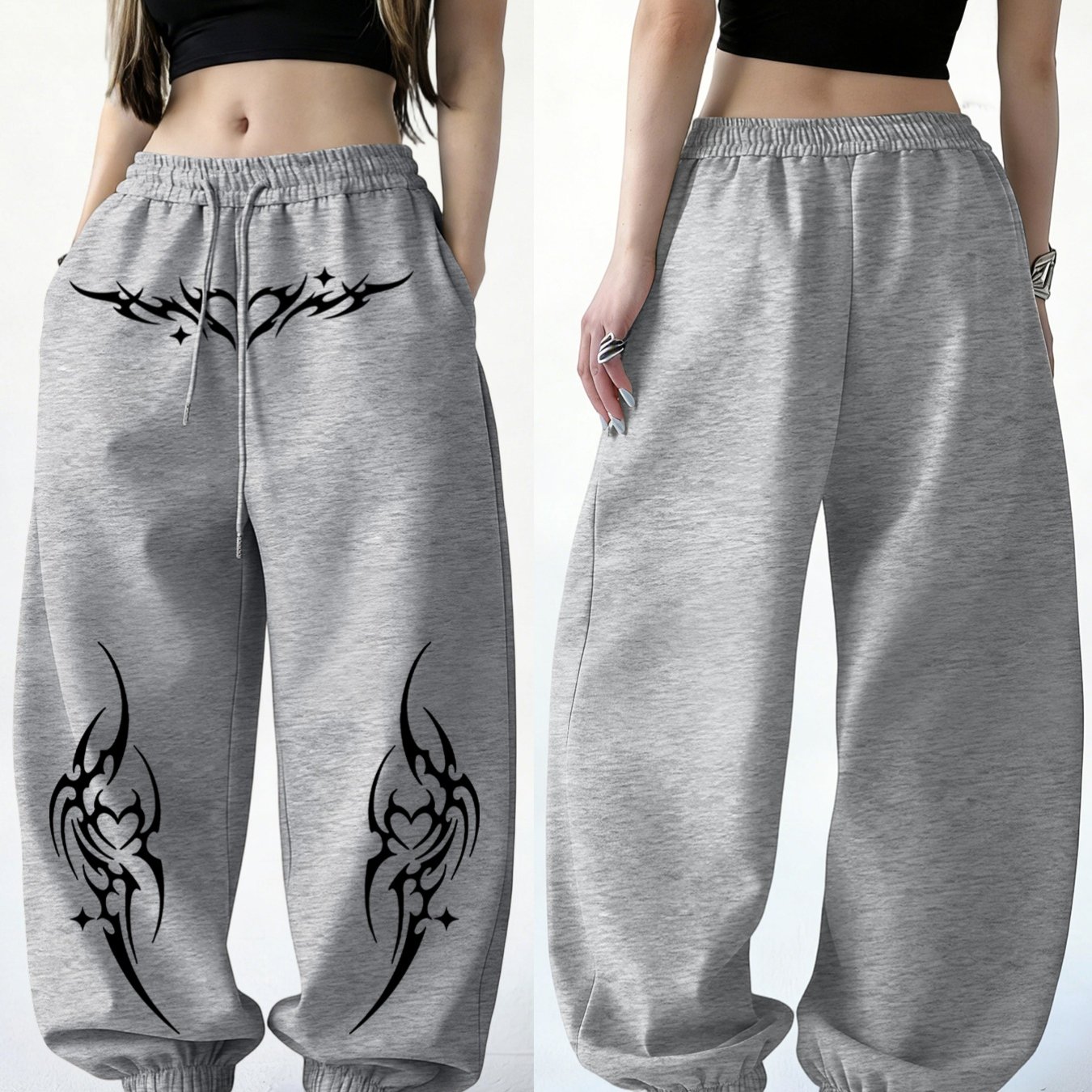 TEMU Heart Thorn Ankle Pants Y2k Hot Outfit Y Casual Pants