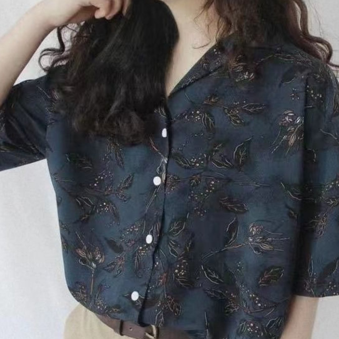 TEMU 【商品名】夏 香港風 ビーチシャツ レトロ トレンド カジュアル ゆったり 半袖 カップルシャツ 花柄シャツ