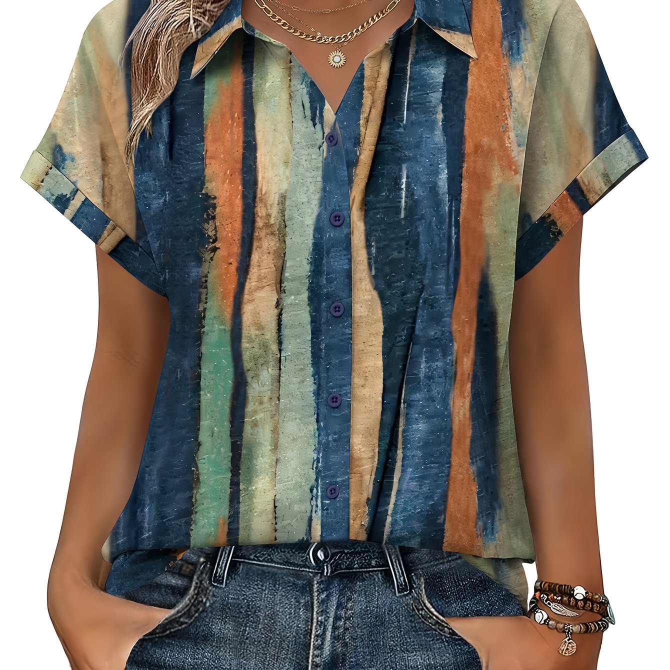 E-shop Damen-Mode-T-Shirt mit lockerer Passform, elegant lässig, kurzärmelig, einfache Business-Arbeitsbluse
