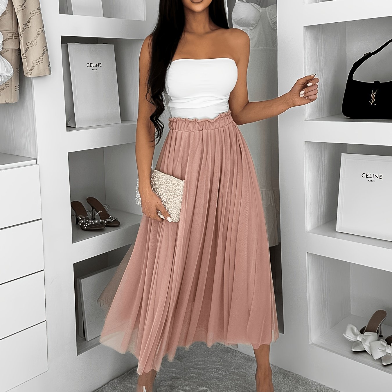 Chiffon Elastic Waist Skirt