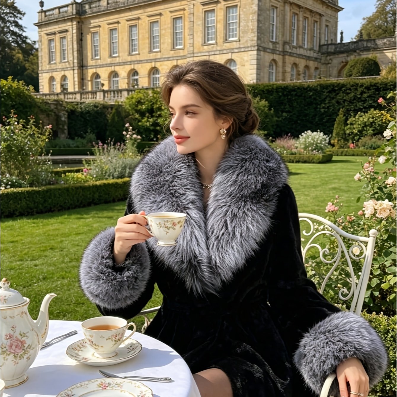 TEMU Mid-length With Waist-cinching Design, Faux Detachable Collar, And Thickened Fashionable Faux