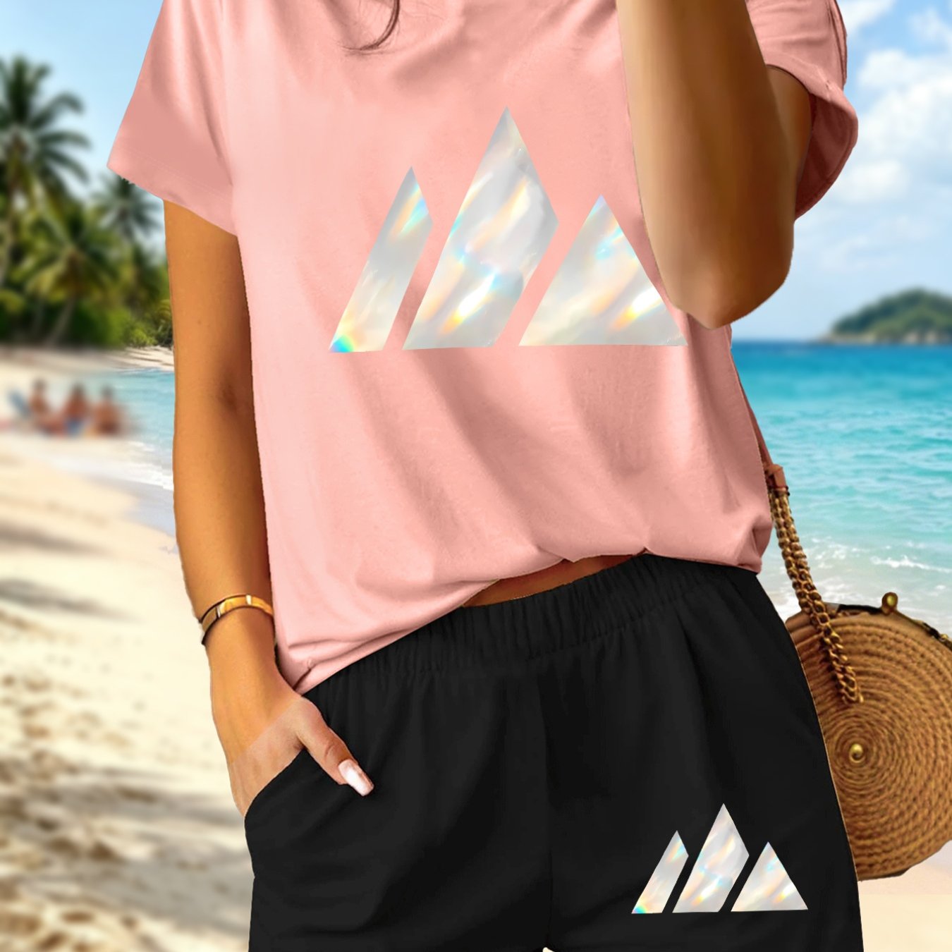 TEMU 2pcs Triangle Set, Comfortable And Versatile Design Highlight, New Summer Y2k Style Women's Casual Sportswear, Elegant Daily And Fitness