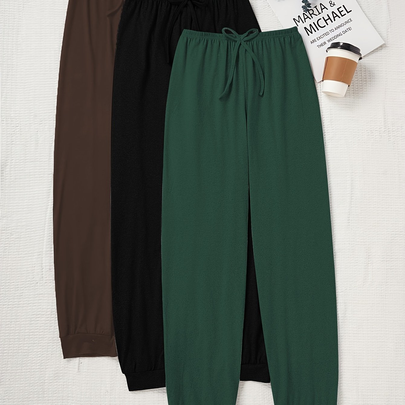 TEMU A New Minimalist Three-color Set Of Casual Women's Pants With A Drawstring Waist, Perfect For Autumn. Loose-fitting Pants Make A Great Gift