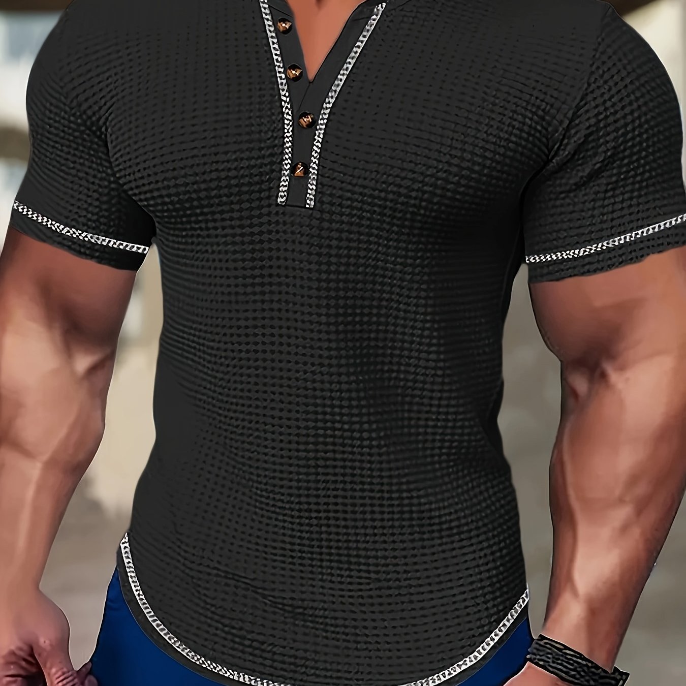 TEMU T-shirt de 'été pour homme grande taille KJ-T06, col rond, manches courtes, de couleurs, polyester multicolore, base