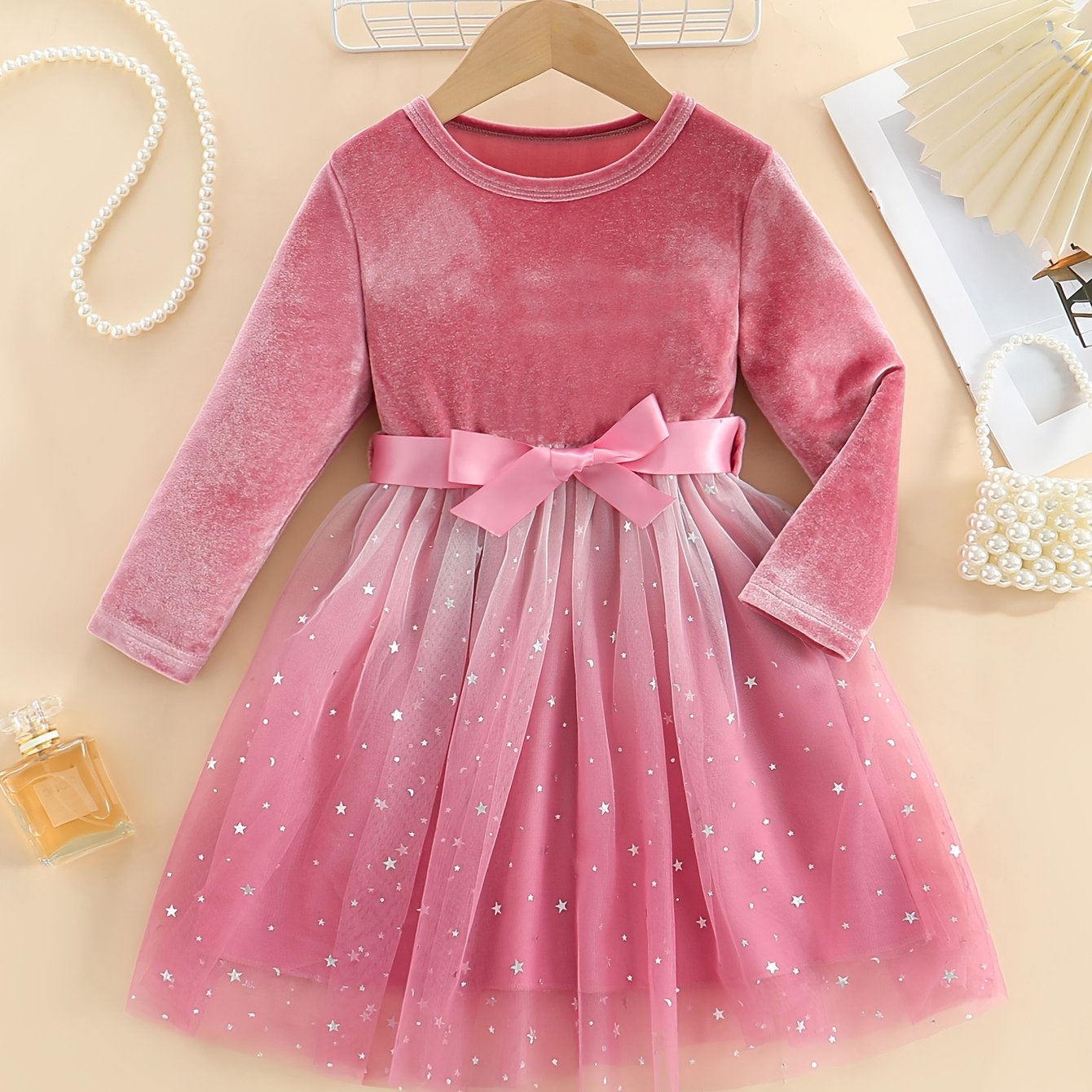 Image of ' Long Sleeve Mesh Tutu Dress With Belt - Knee-length, Perfect For Spring/fall Parties, Tutu Dress For Girls, Autumn Essentials