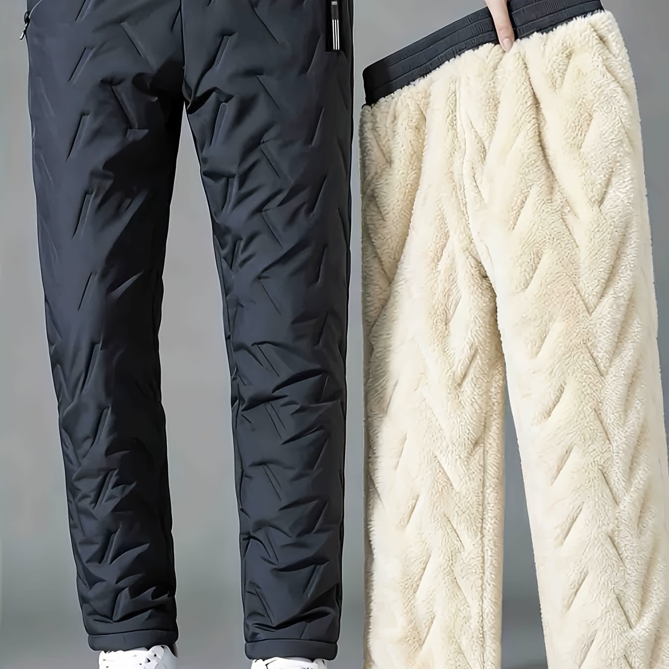 TEMU Pantaloni casual da foderati in pile, pantaloni lunghi invernali e pesanti - per sport all', palestra, uso , sci in condizioni estreme,