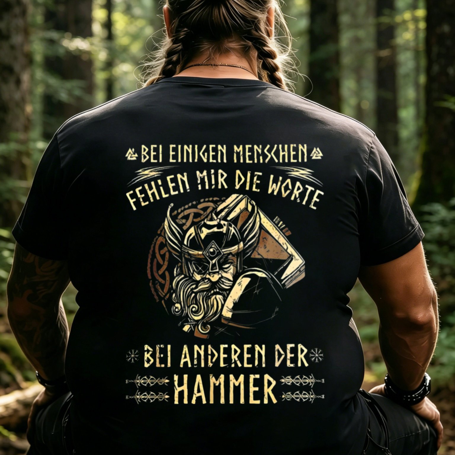 Image of Men's With And Hammer Graphic And German Text For Casual Wear, Plus Size