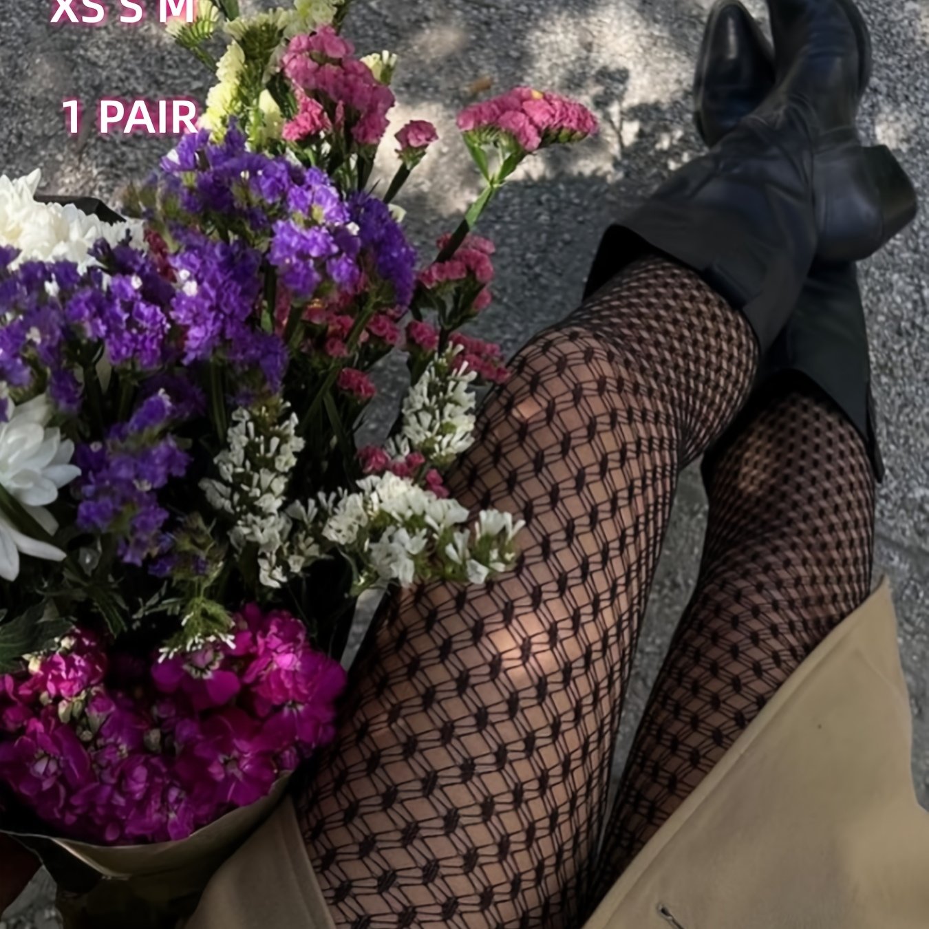 E-shop 1 Paar schwarze Strumpfhose mit geometrischem Muster, weich, dehnbar, mit durchsichtigem Effekt für Frühling, Sommer Herbst + NS702