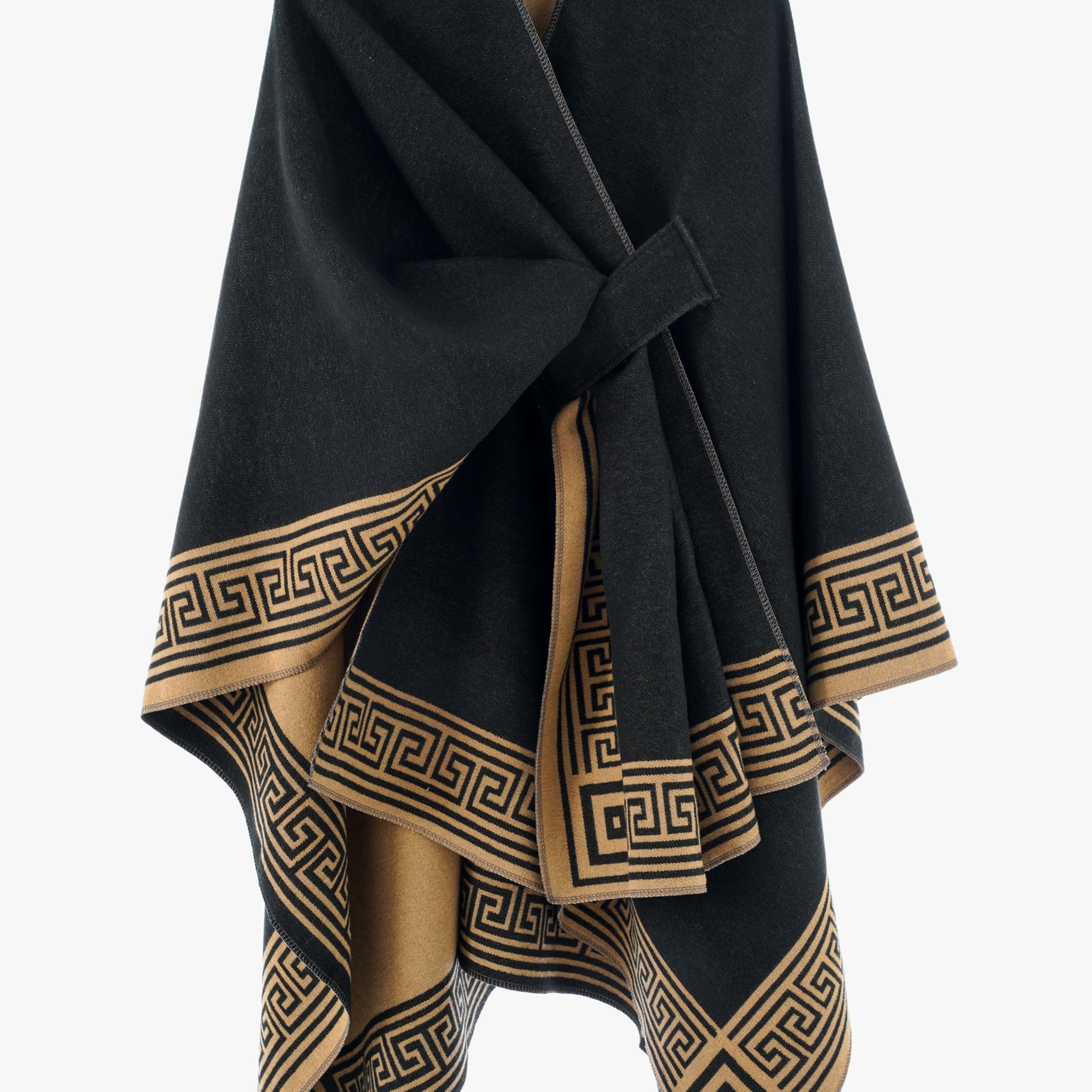 TEMU Plus Size, Women's Oversized Shawl Cardigan Cape Sweater - -neck Asymmetrical Open Front -free With Diagonal Tie-strap Closure, Suitable For
